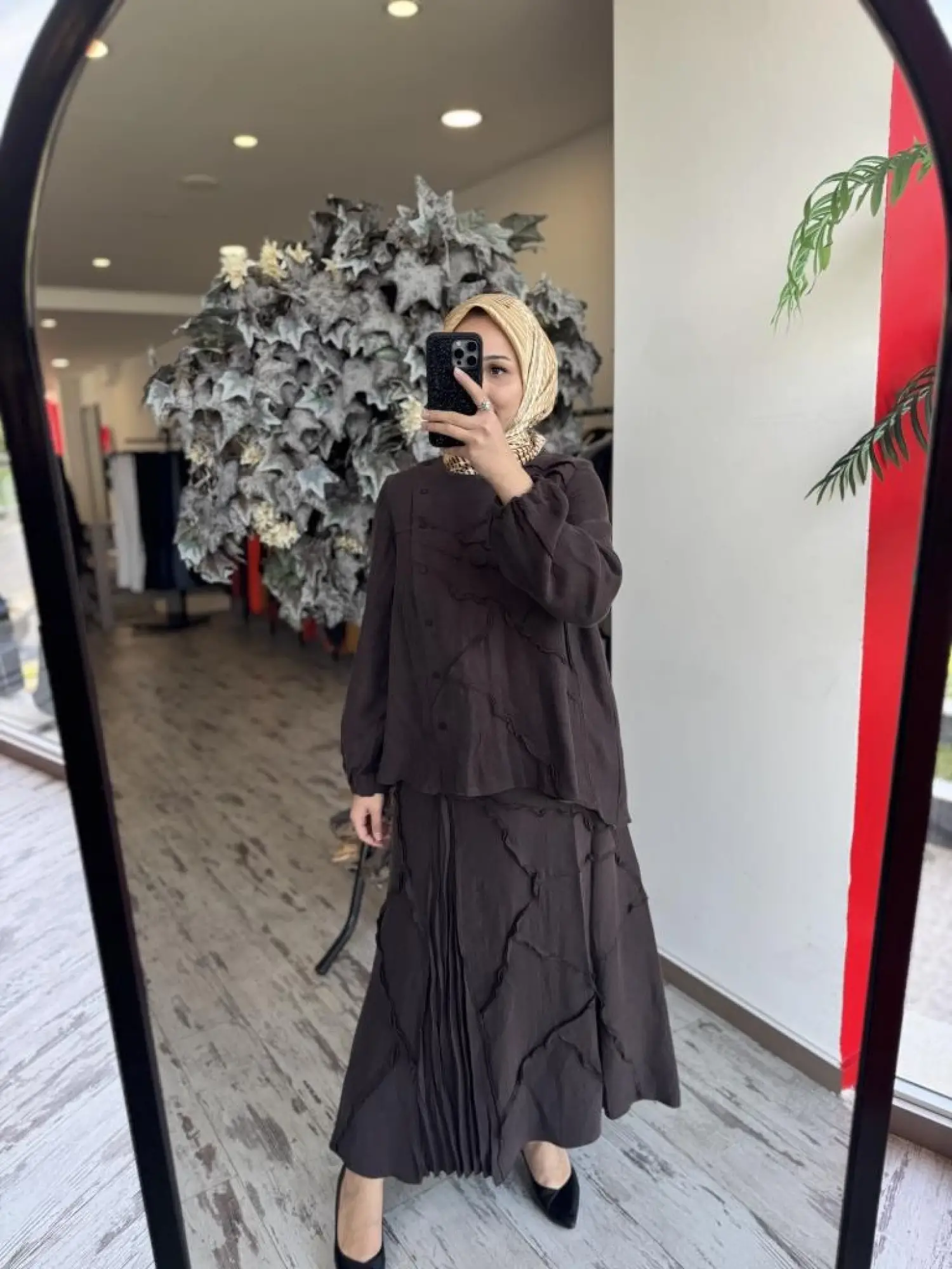 Misswhence Çıtçıtlı Patcwork Gömlek Etek Takım 37305