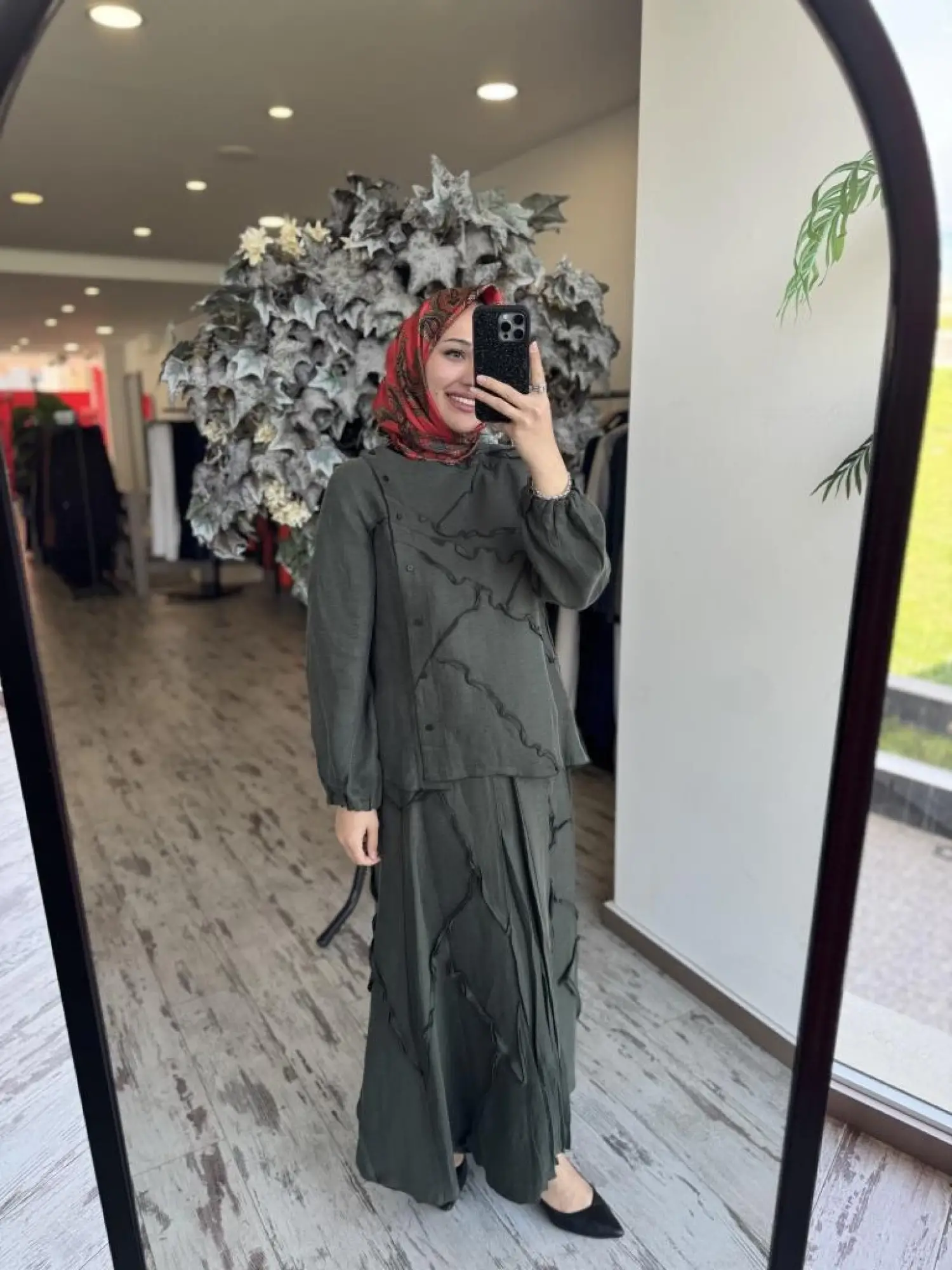 Misswhence Çıtçıtlı Patcwork Gömlek Etek Takım 37305