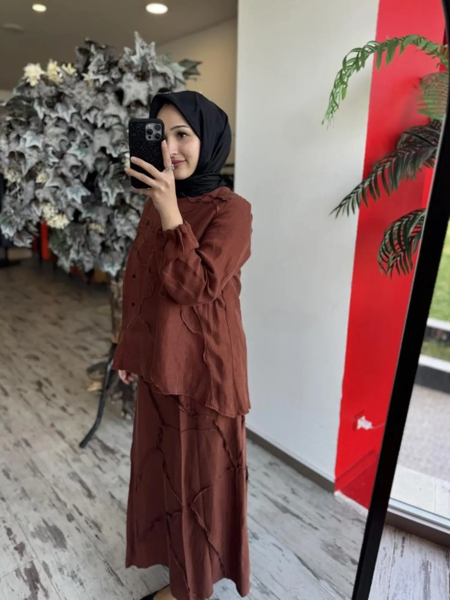 Misswhence Çıtçıtlı Patcwork Gömlek Etek Takım 37305