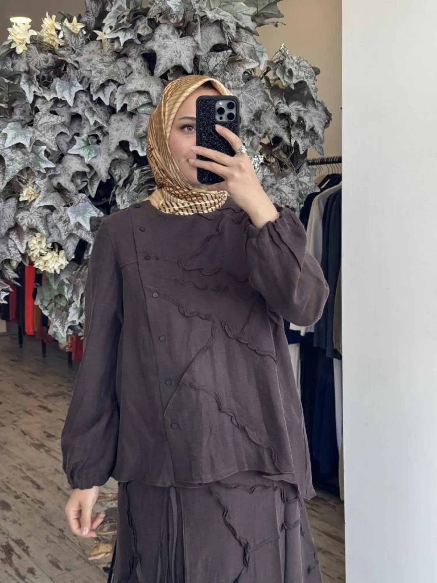 Misswhence Çıtçıtlı Patcwork Gömlek Etek Takım 37305