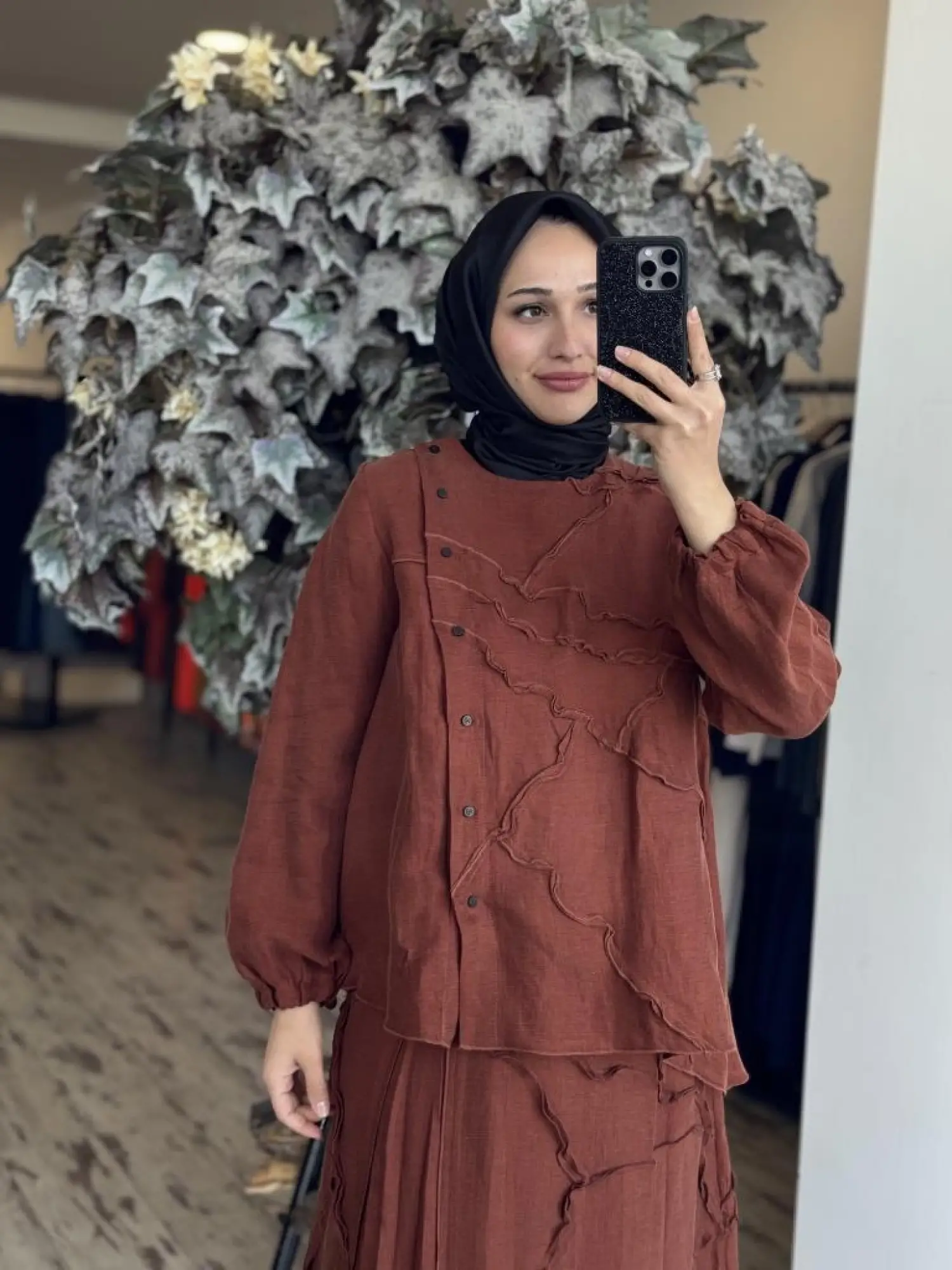 Misswhence Çıtçıtlı Patcwork Gömlek Etek Takım 37305