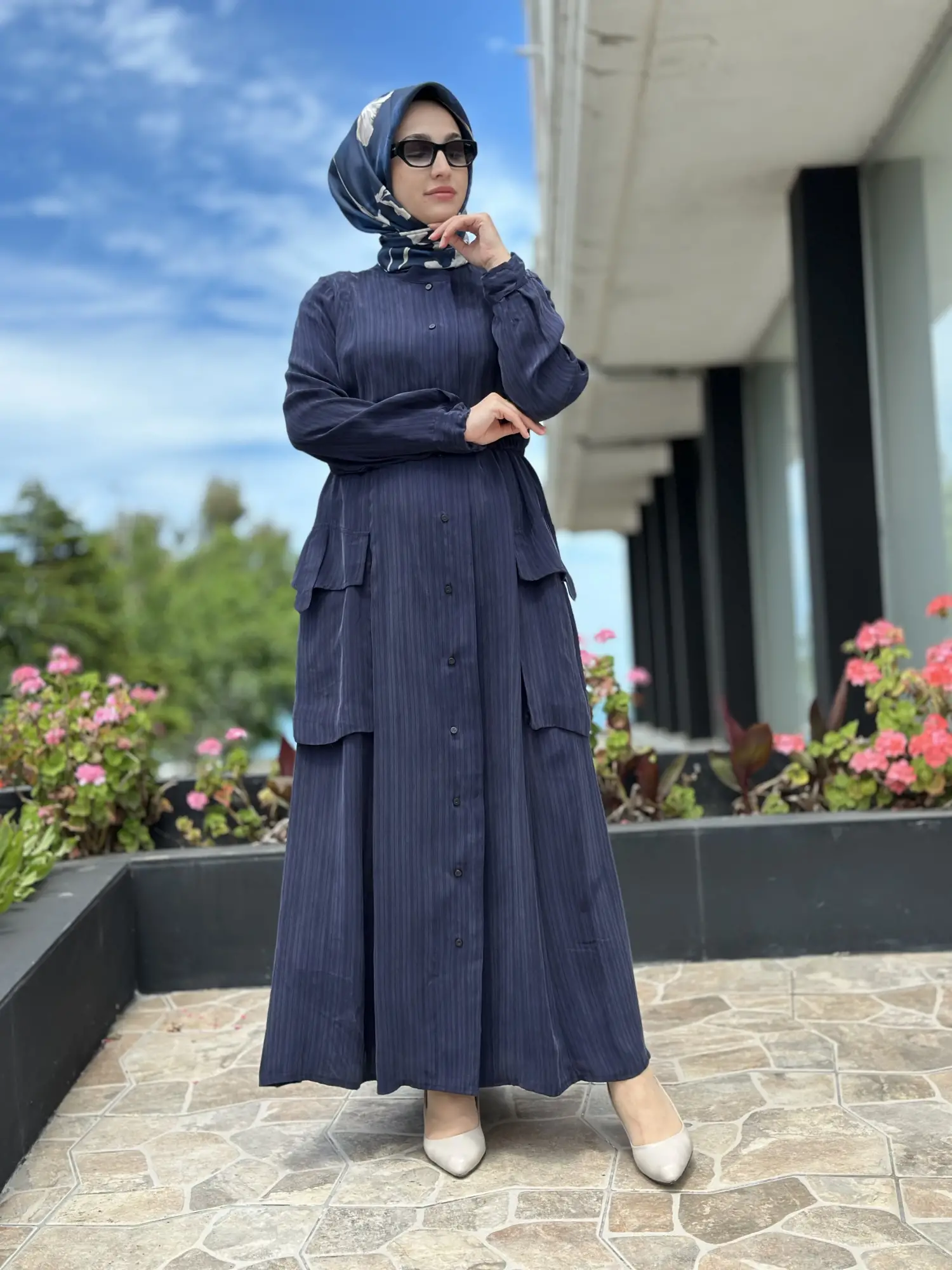 Misswhence Çizgi Desenli Cep Detaylı İpek Farece / Pardesü 39828