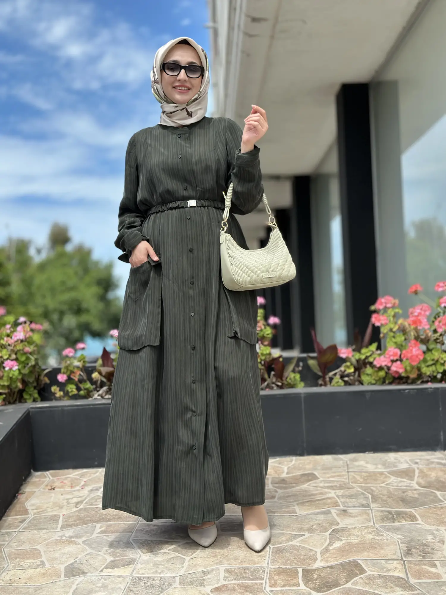 Misswhence Çizgi Desenli Cep Detaylı İpek Farece / Pardesü 39828