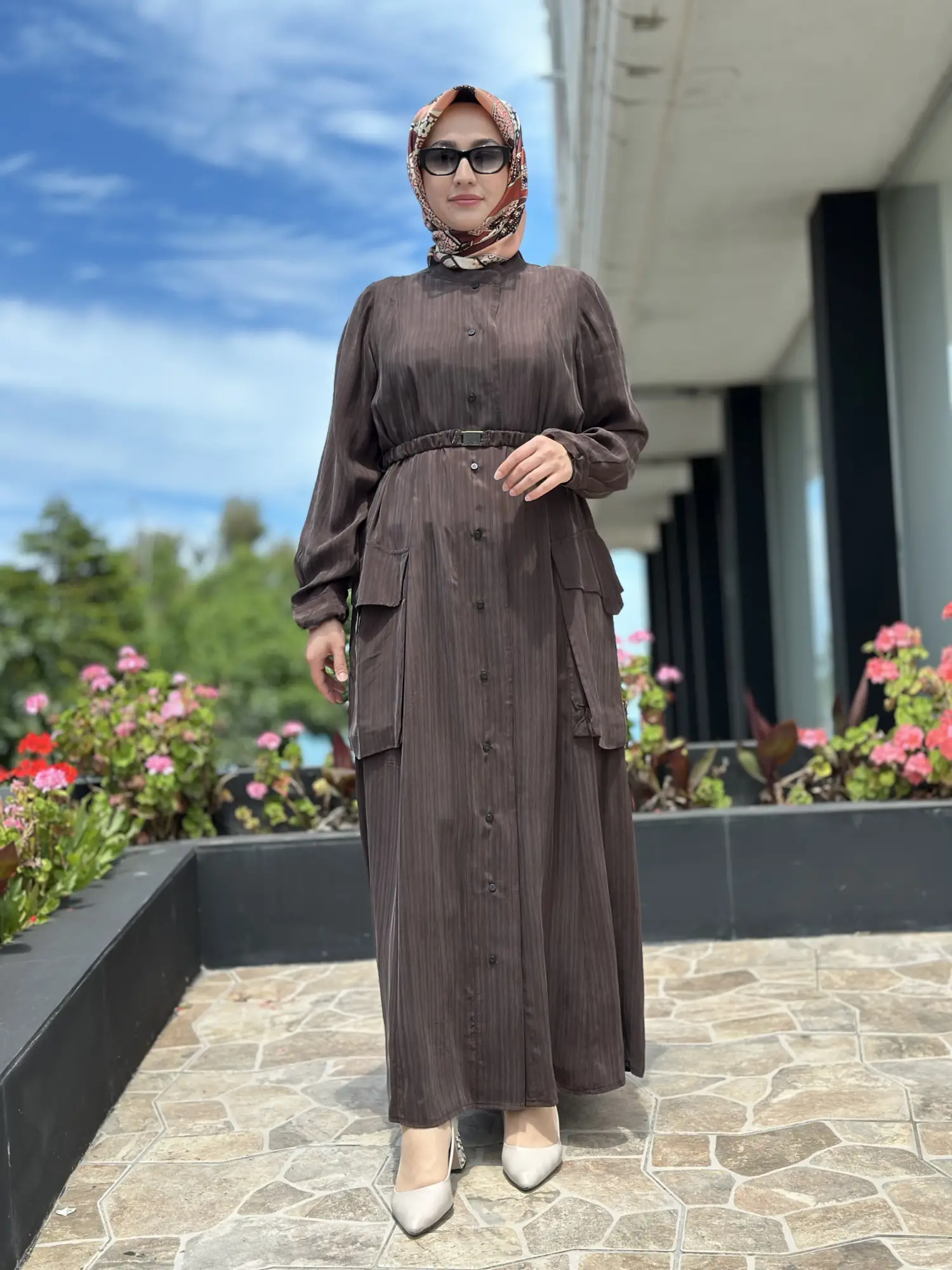 Misswhence Çizgi Desenli Cep Detaylı İpek Farece / Pardesü 39828