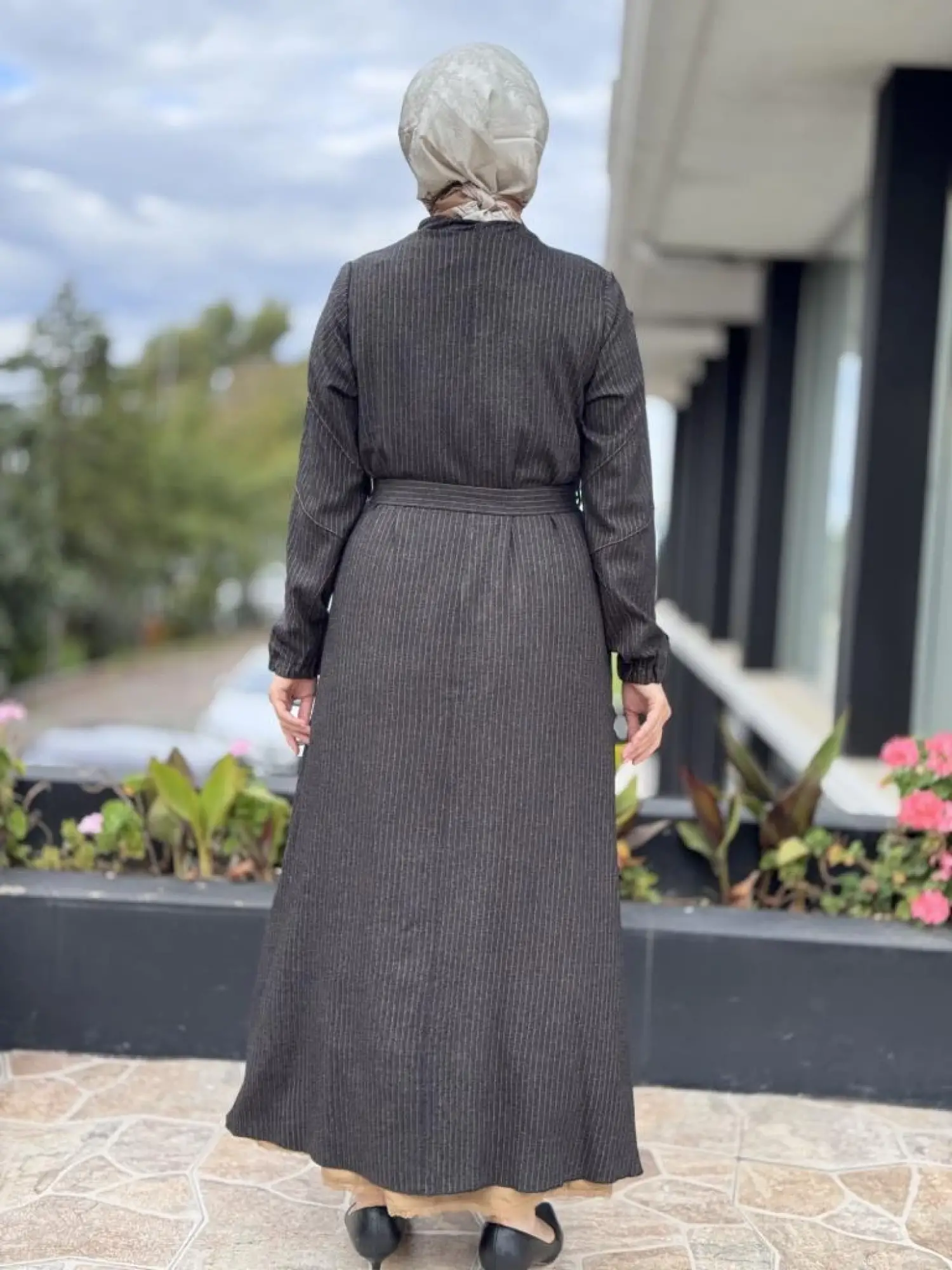 Misswhence Çizgi Detaylı Fermuarlı İkili Elbise 38812