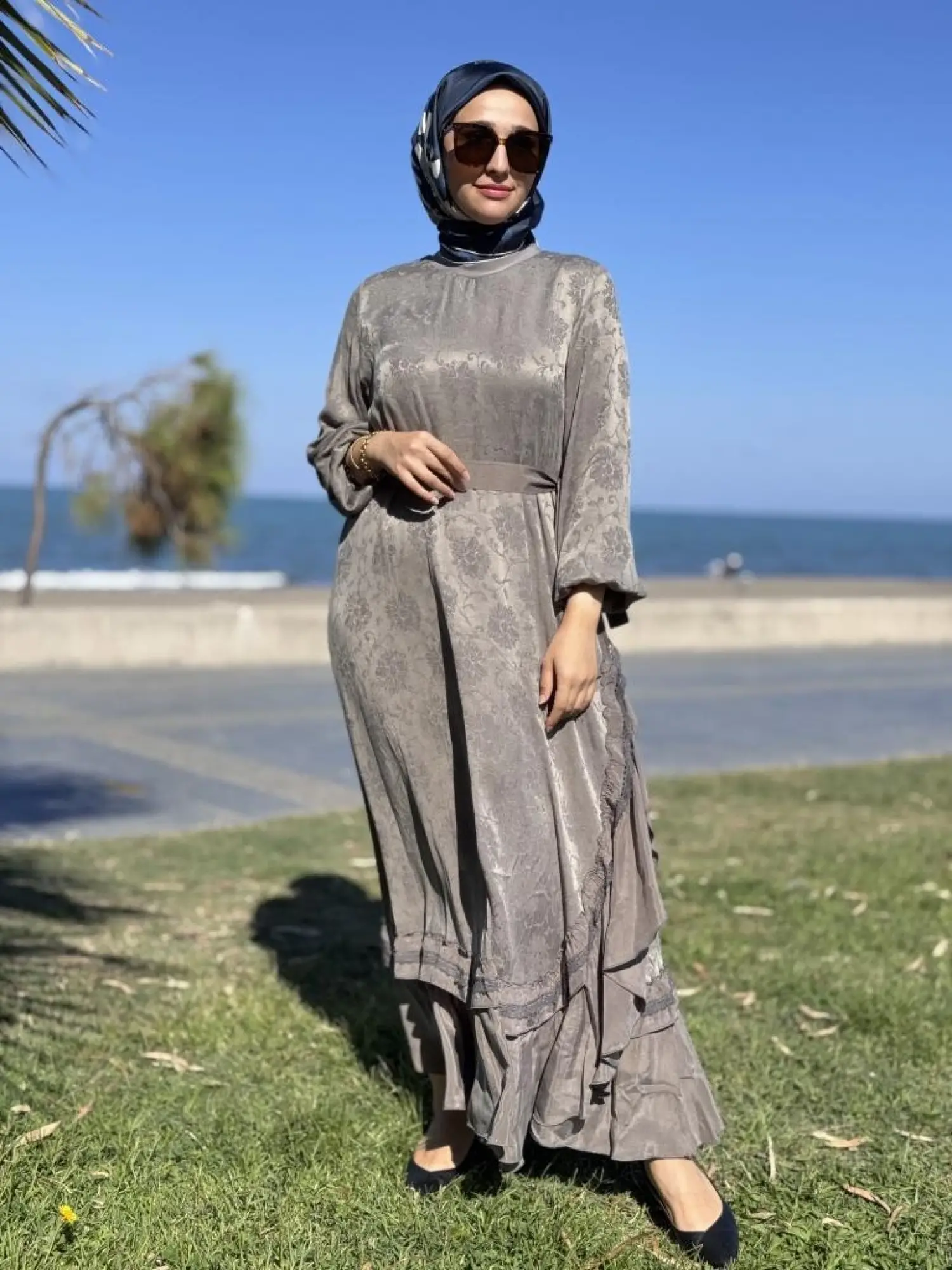 Misswhence Dantel Detaylı Cupra İpek Elbise 38806