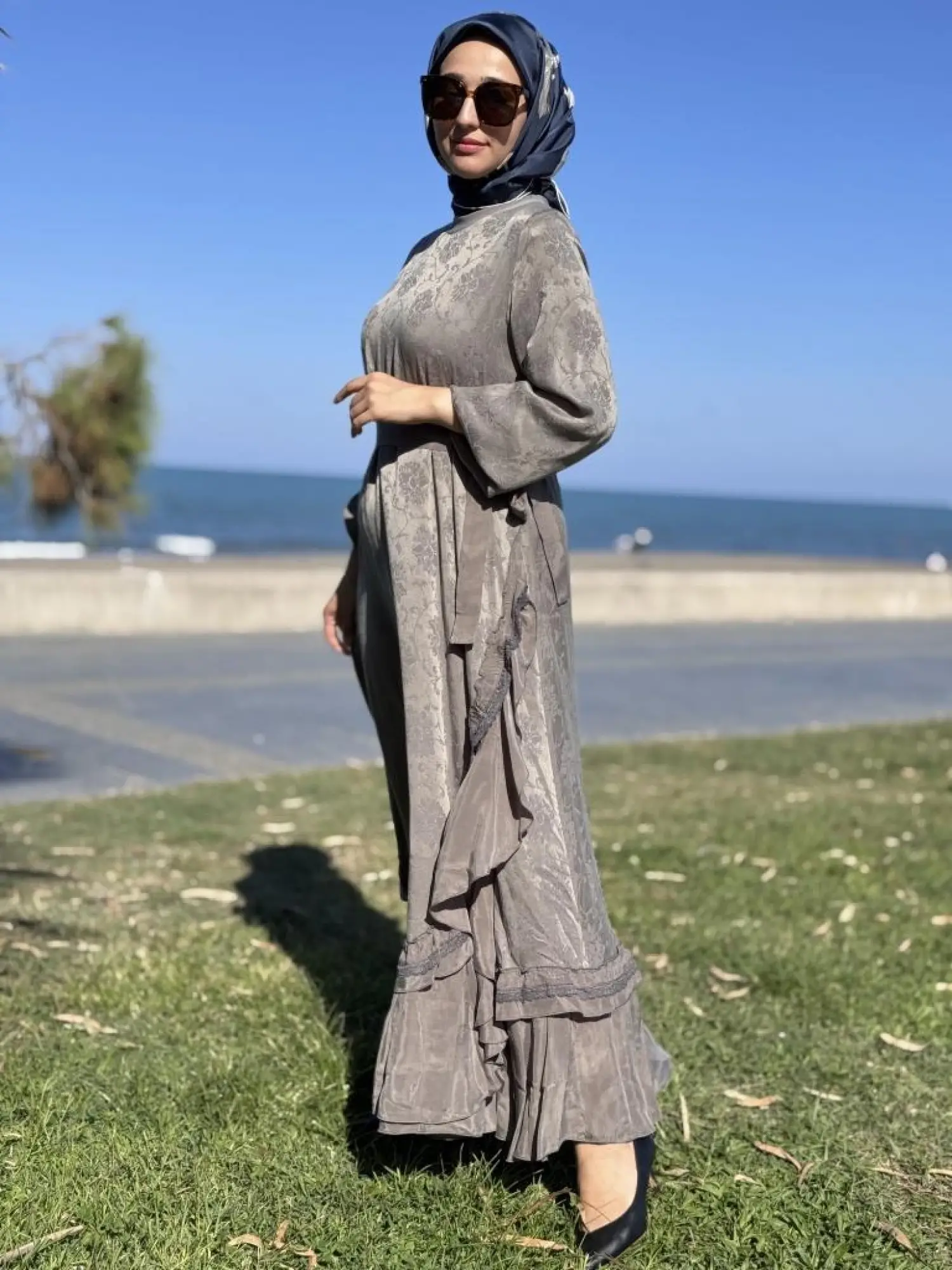 Misswhence Dantel Detaylı Cupra İpek Elbise 38806