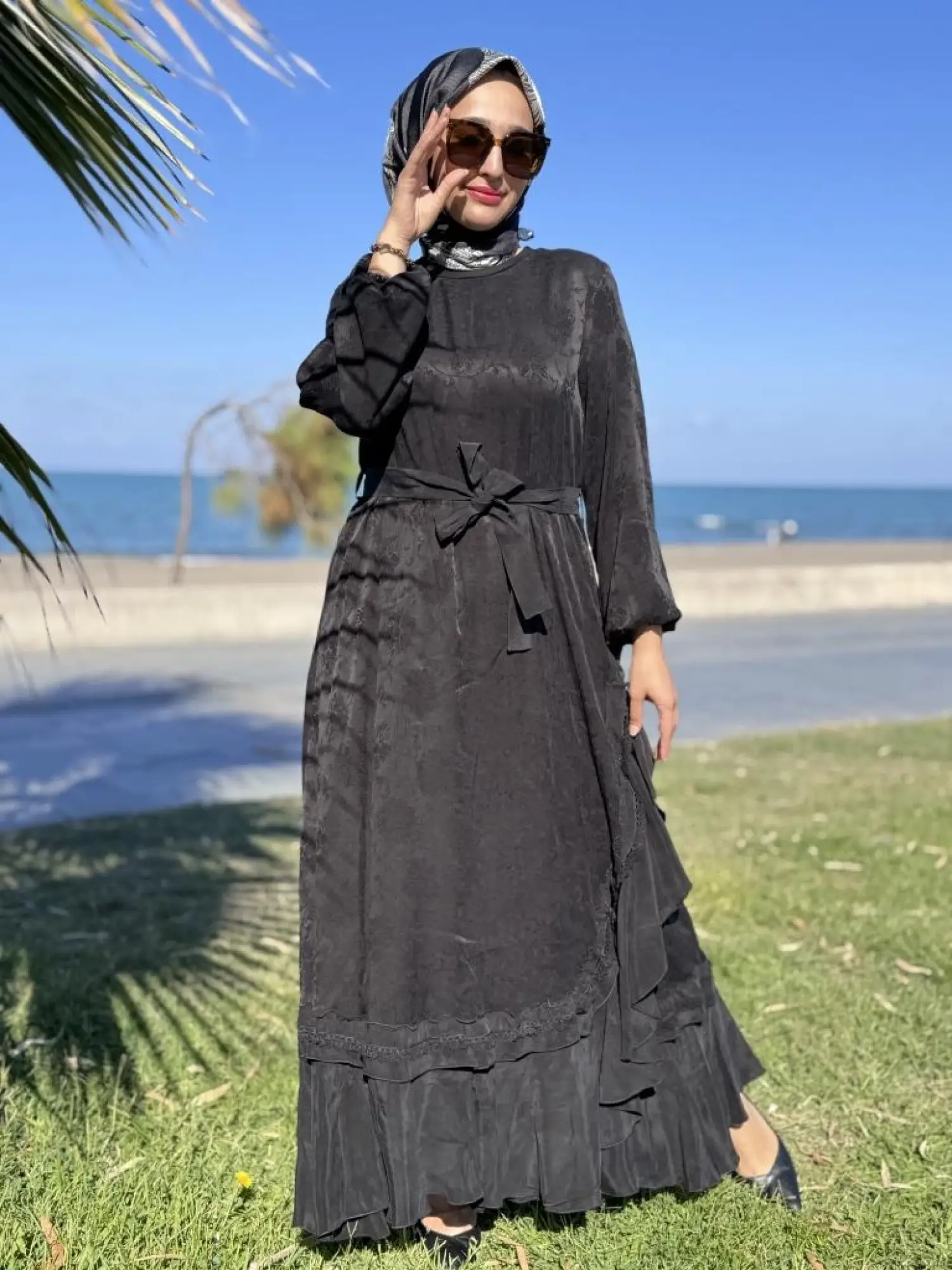 Misswhence Dantel Detaylı Cupra İpek Elbise 38806