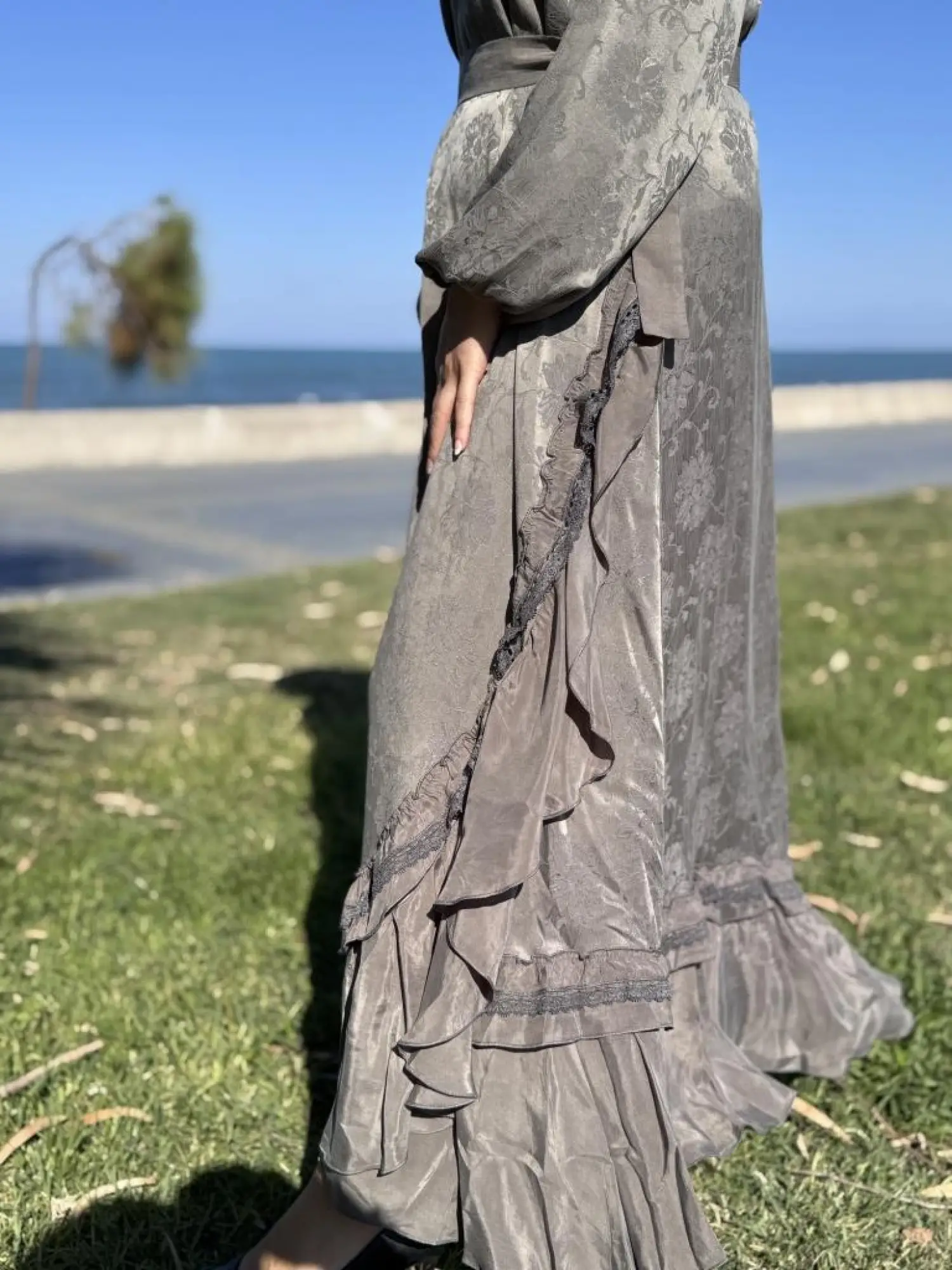 Misswhence Dantel Detaylı Cupra İpek Elbise 38806