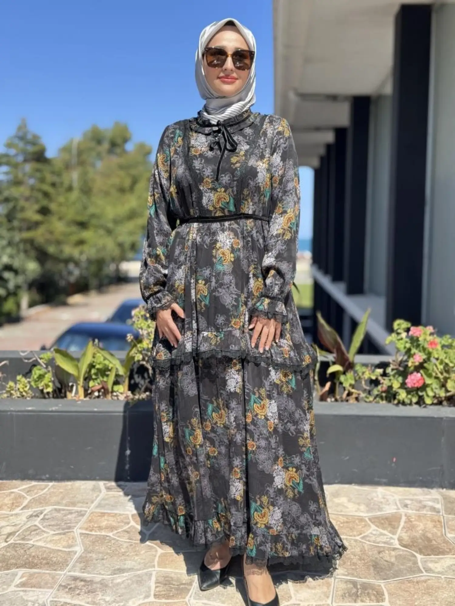 Misswhence Dantel Detaylı Jakarlı Cupra İpek Elbise 38805