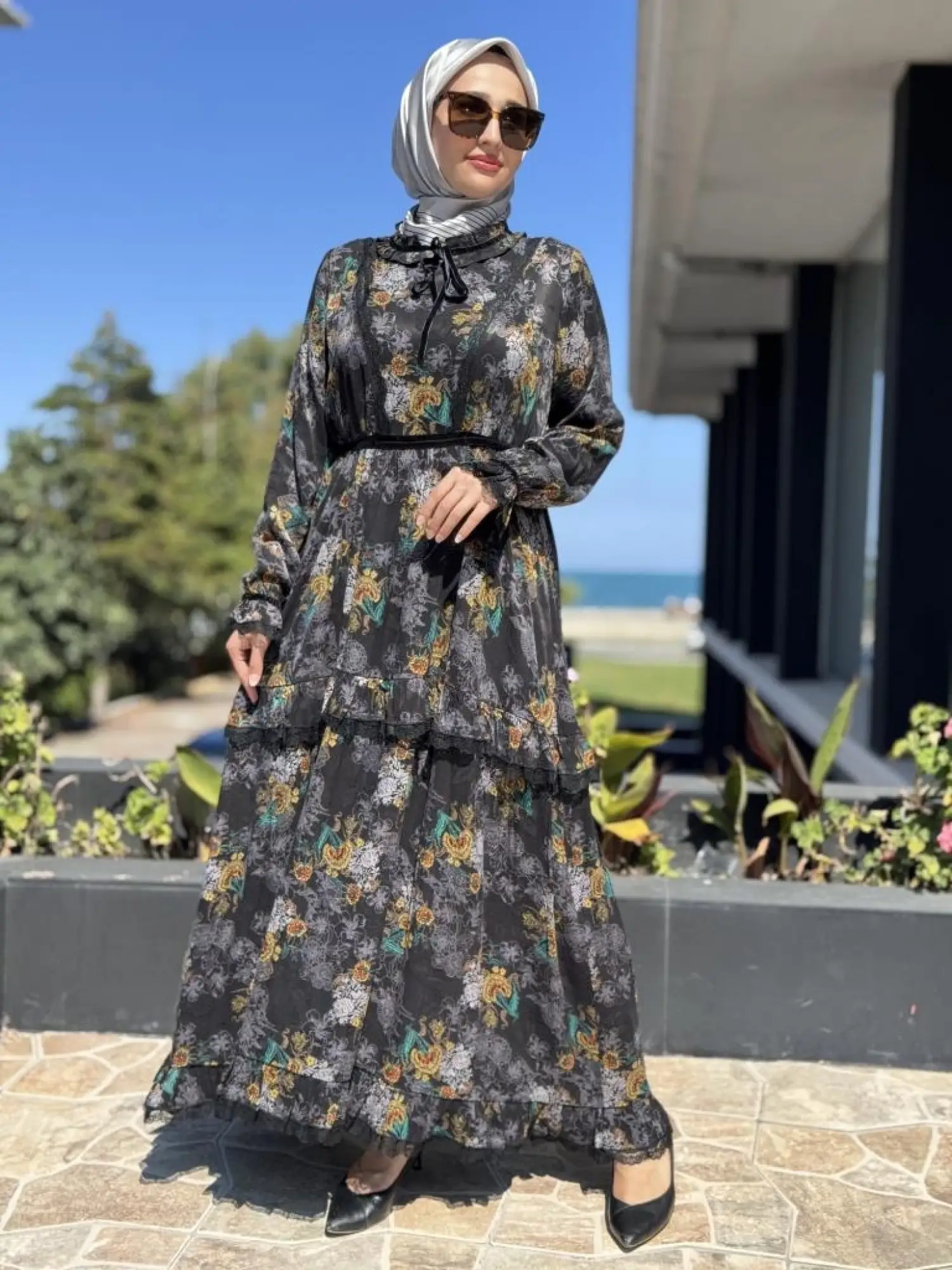 Misswhence Dantel Detaylı Jakarlı Cupra İpek Elbise 38805