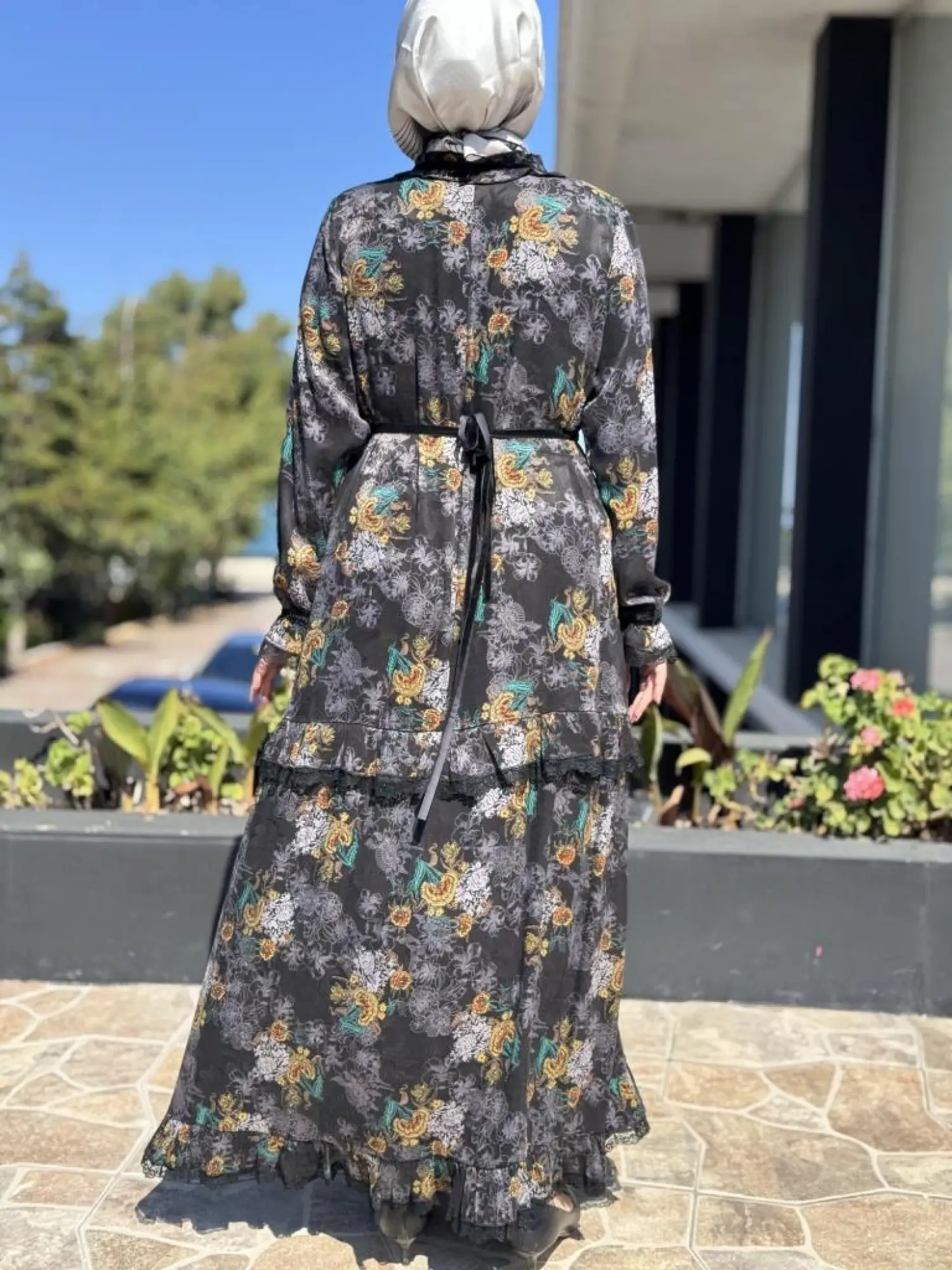 Misswhence Dantel Detaylı Jakarlı Cupra İpek Elbise 38805