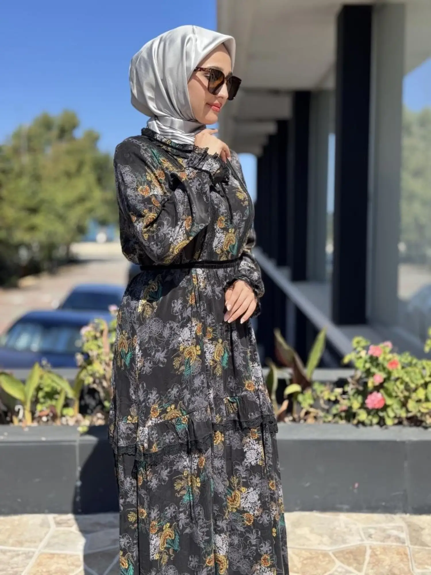 Misswhence Dantel Detaylı Jakarlı Cupra İpek Elbise 38805