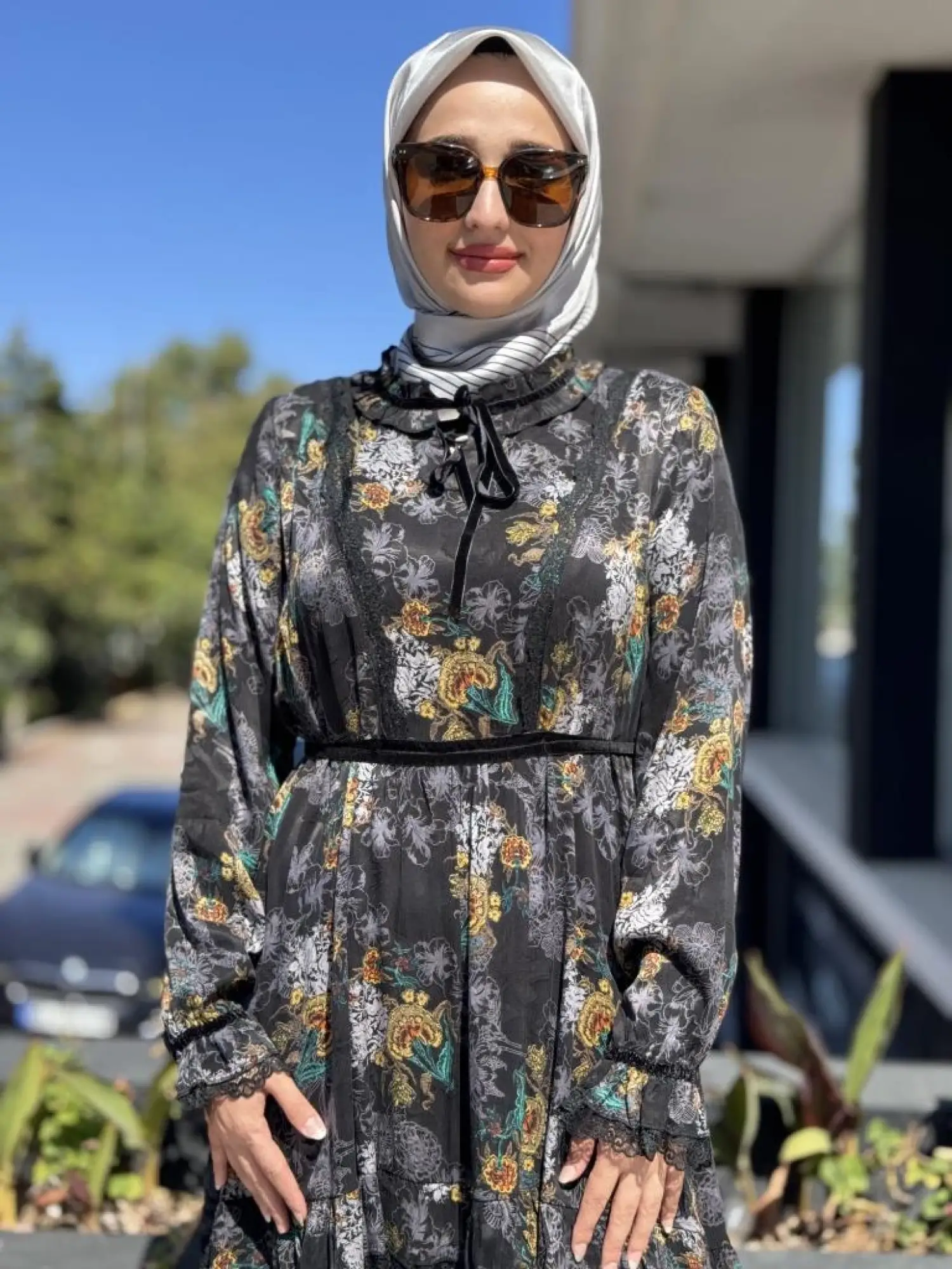 Misswhence Dantel Detaylı Jakarlı Cupra İpek Elbise 38805