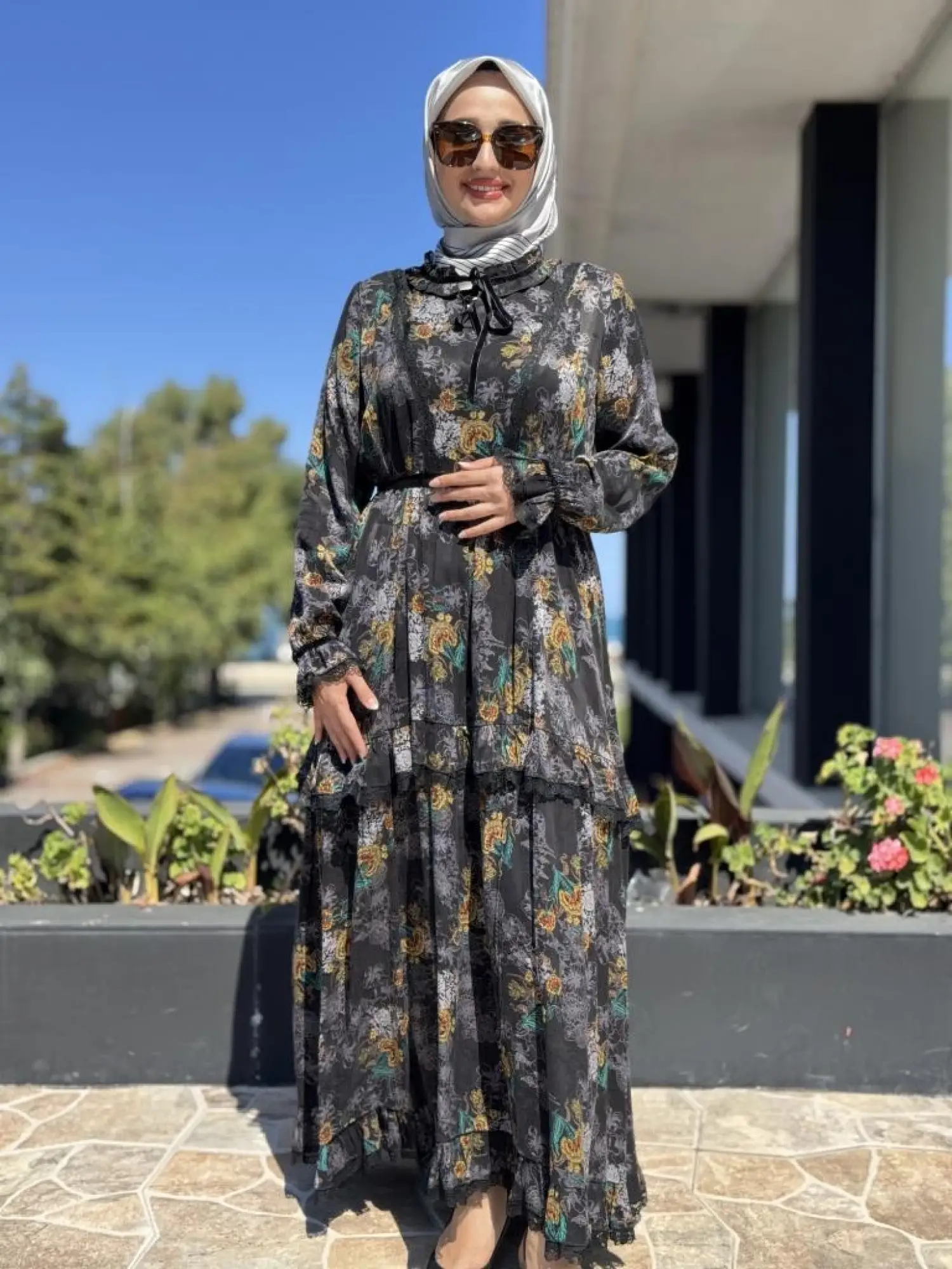 Misswhence Dantel Detaylı Jakarlı Cupra İpek Elbise 38805