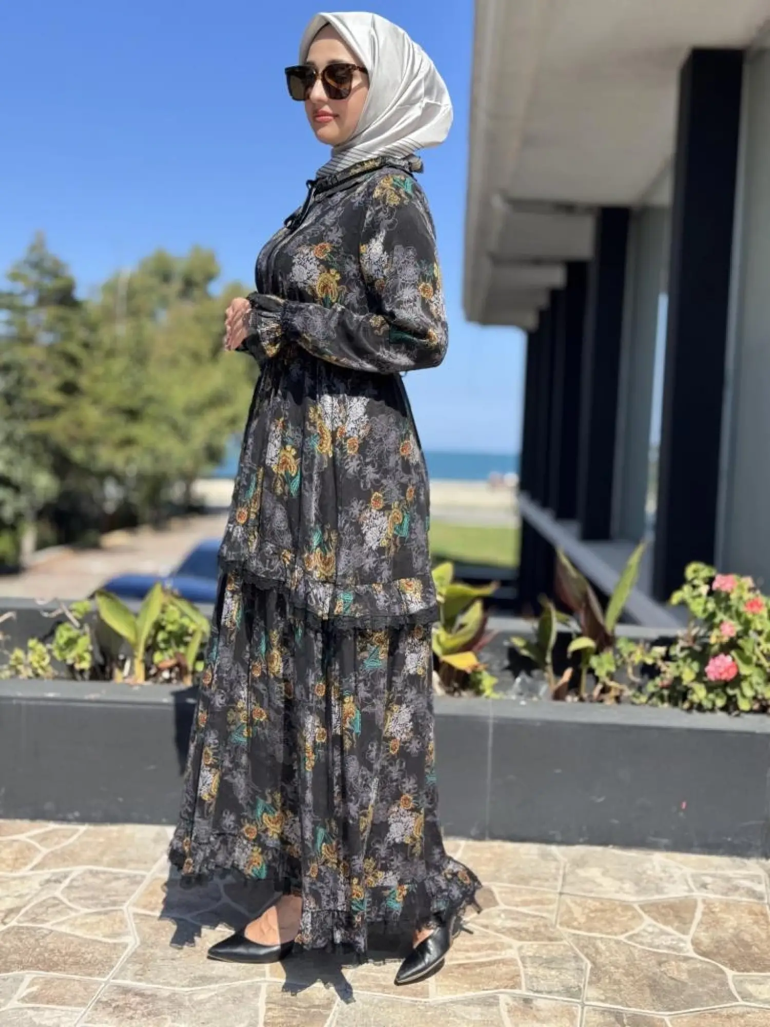 Misswhence Dantel Detaylı Jakarlı Cupra İpek Elbise 38805