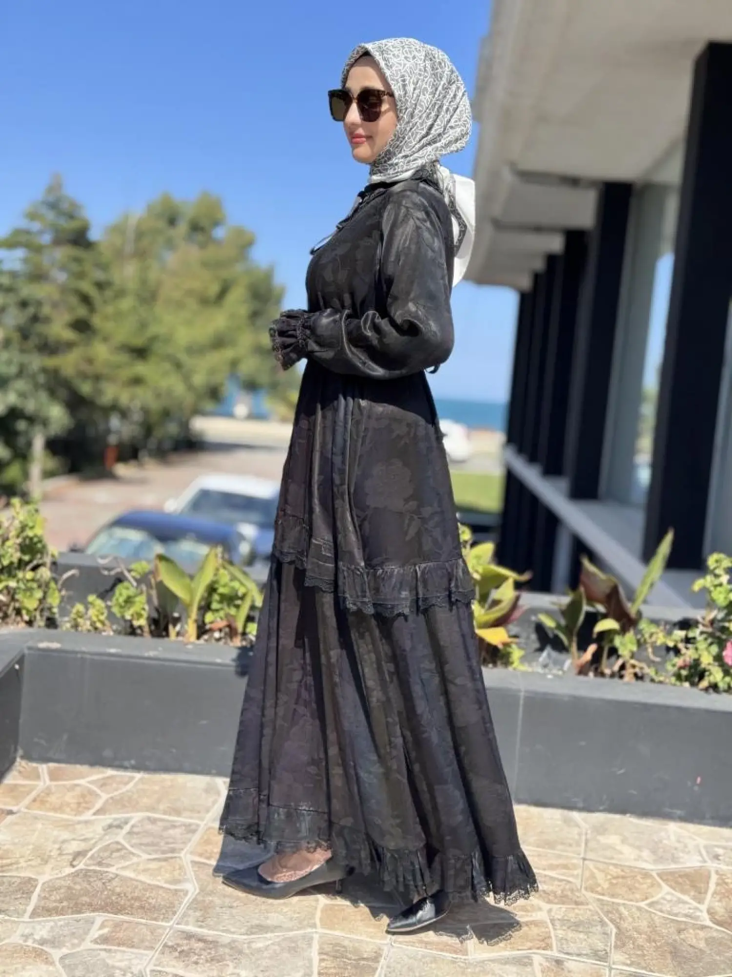 Misswhence Dantel Detaylı Jakarlı Cupra İpek Elbise 38805