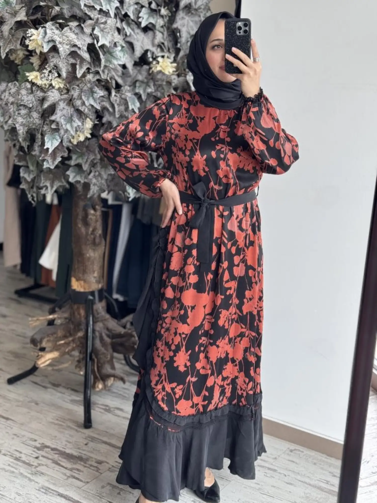 Misswhence Desenli Cupra İpek Elbise 37832