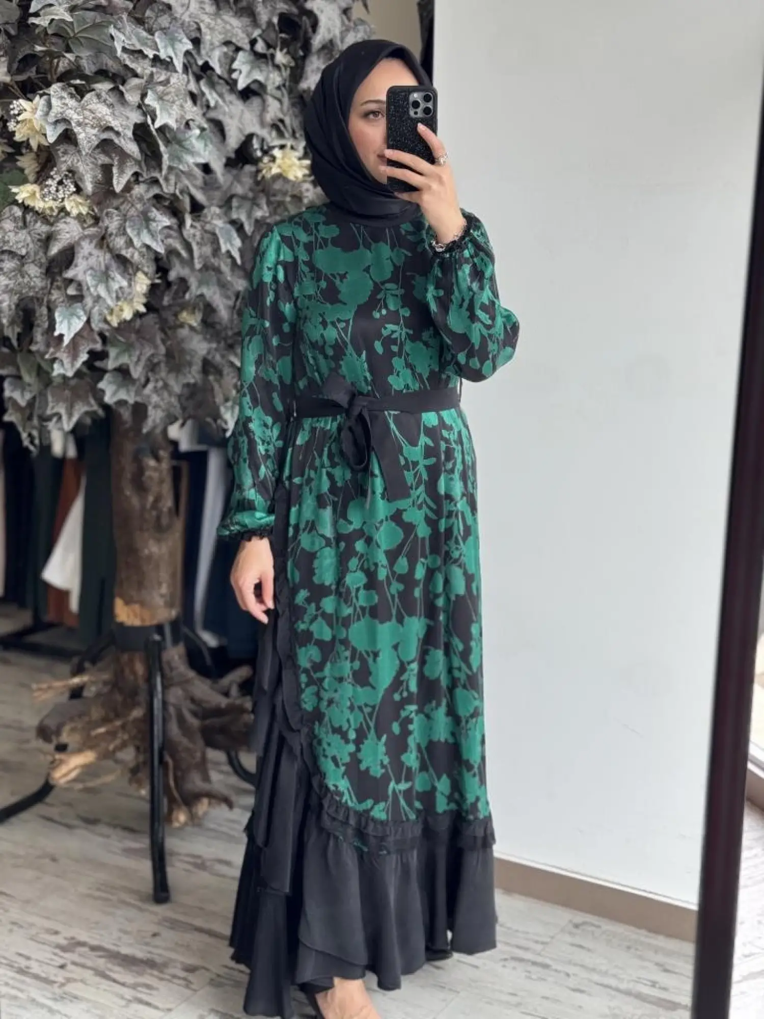 Misswhence Desenli Cupra İpek Elbise 37832