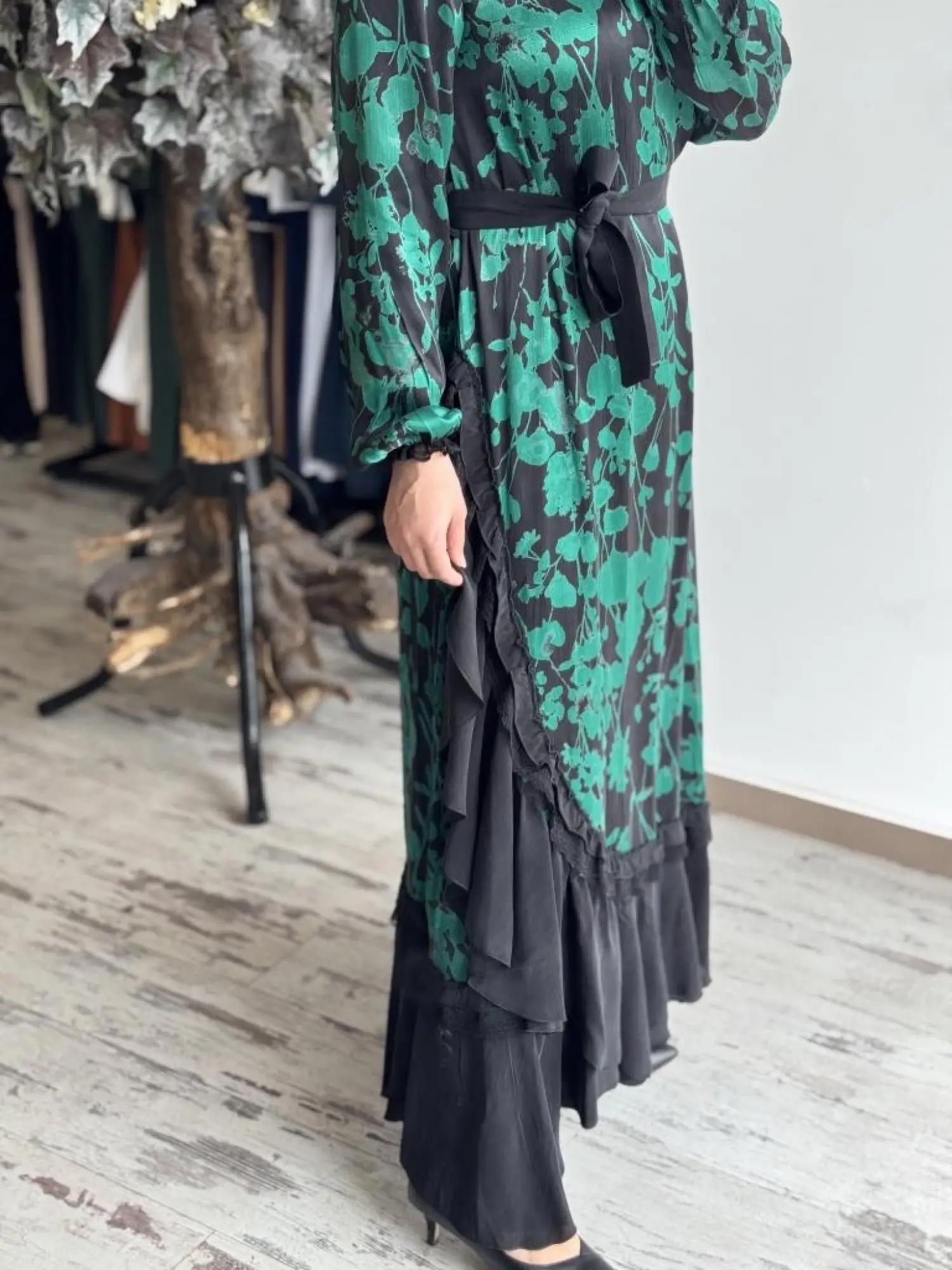 Misswhence Desenli Cupra İpek Elbise 37832