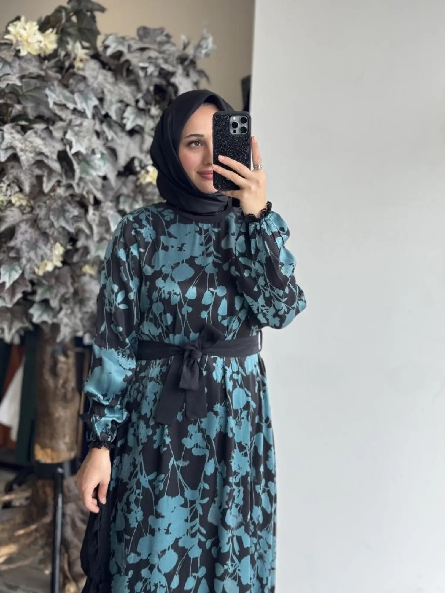 Misswhence Desenli Cupra İpek Elbise 37832