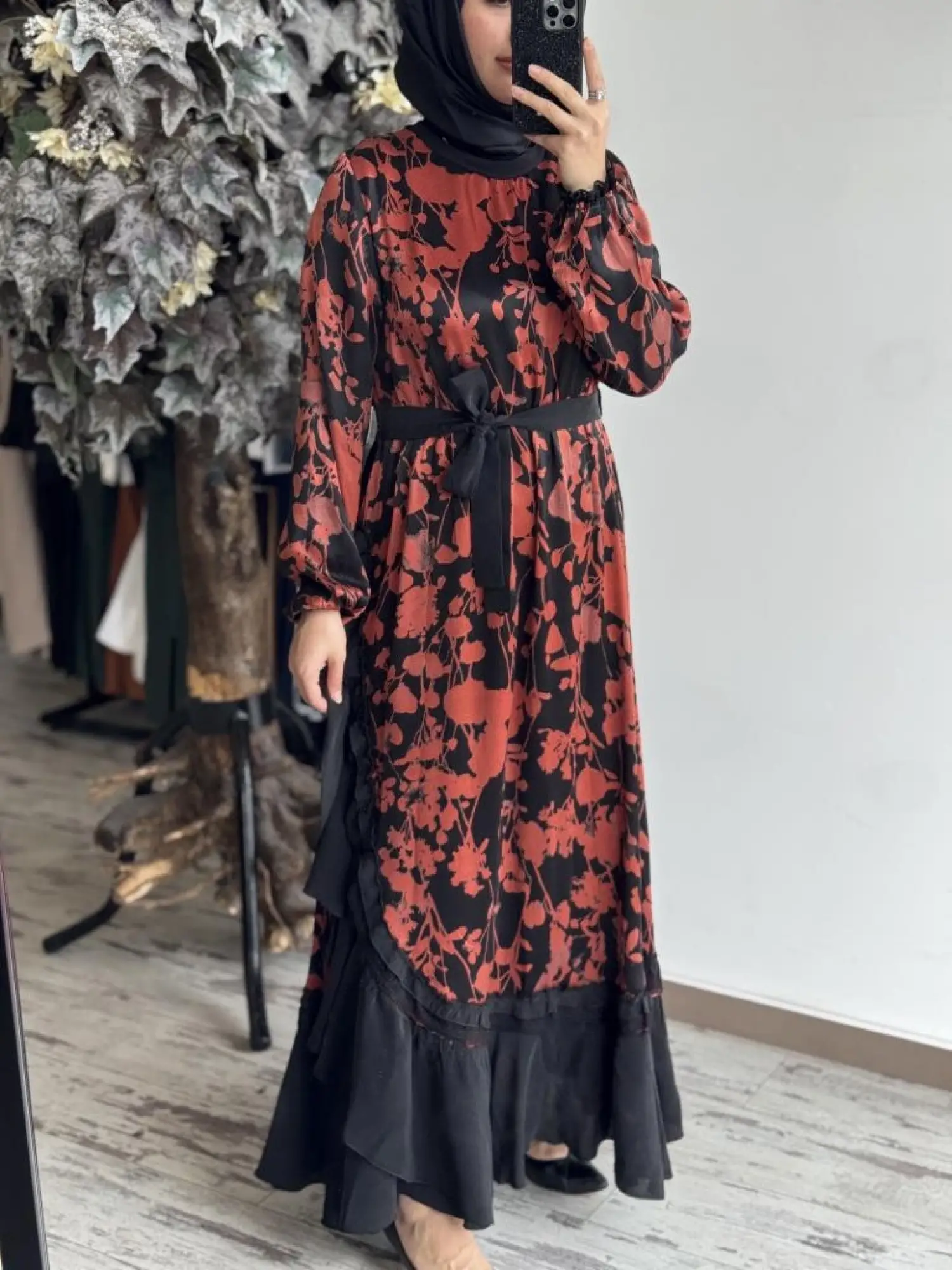 Misswhence Desenli Cupra İpek Elbise 37832