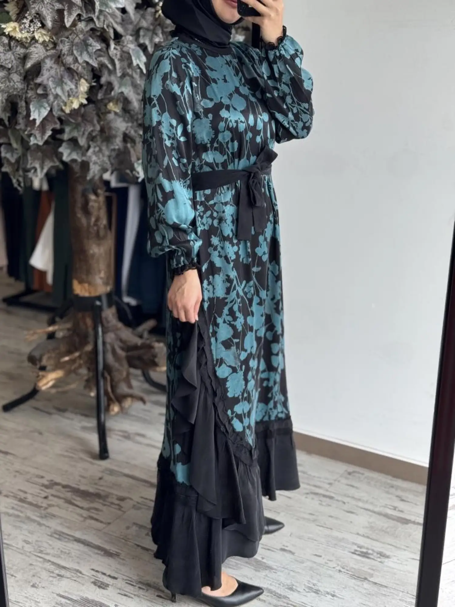 Misswhence Desenli Cupra İpek Elbise 37832