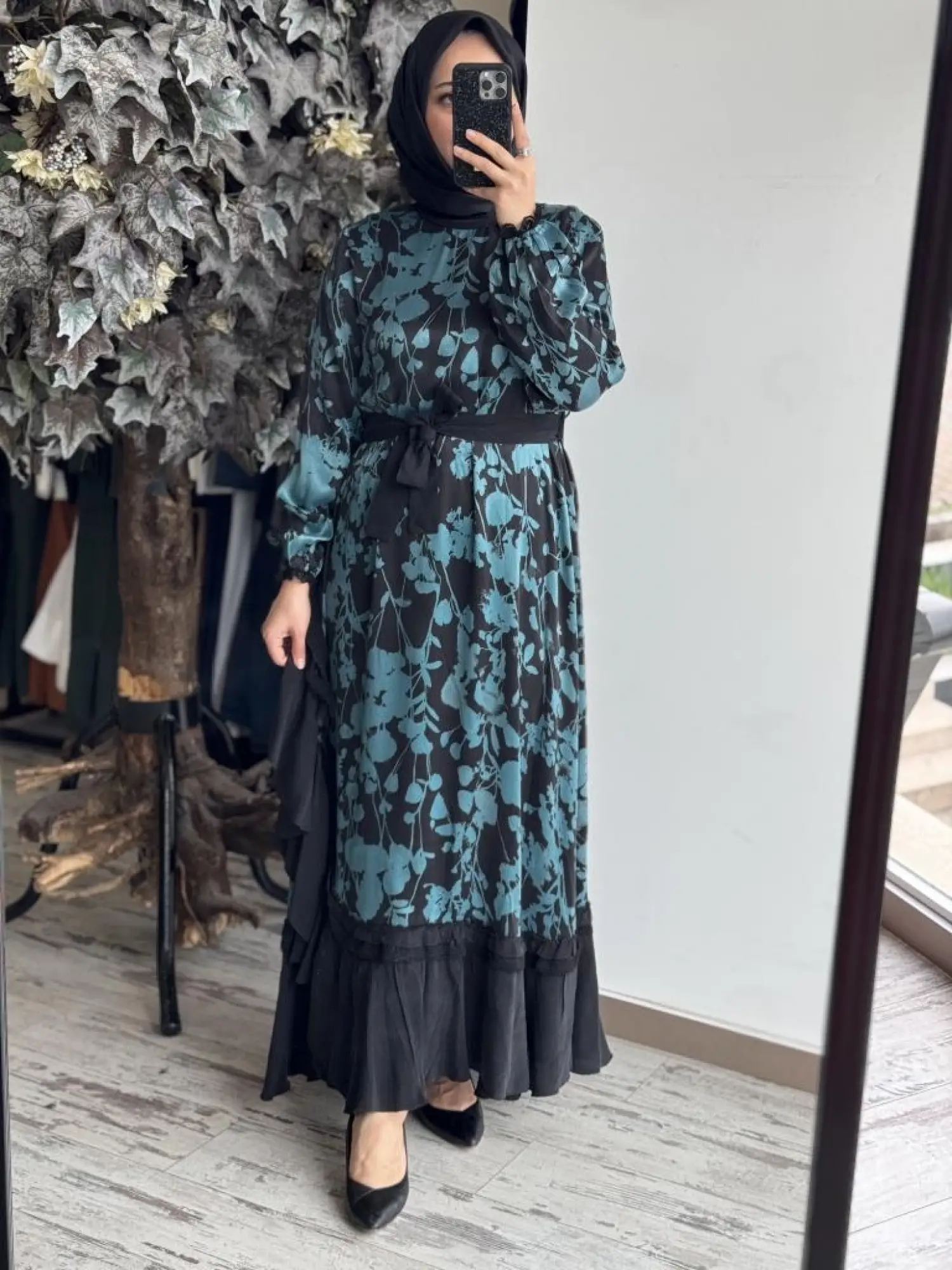 Misswhence Desenli Cupra İpek Elbise 37832