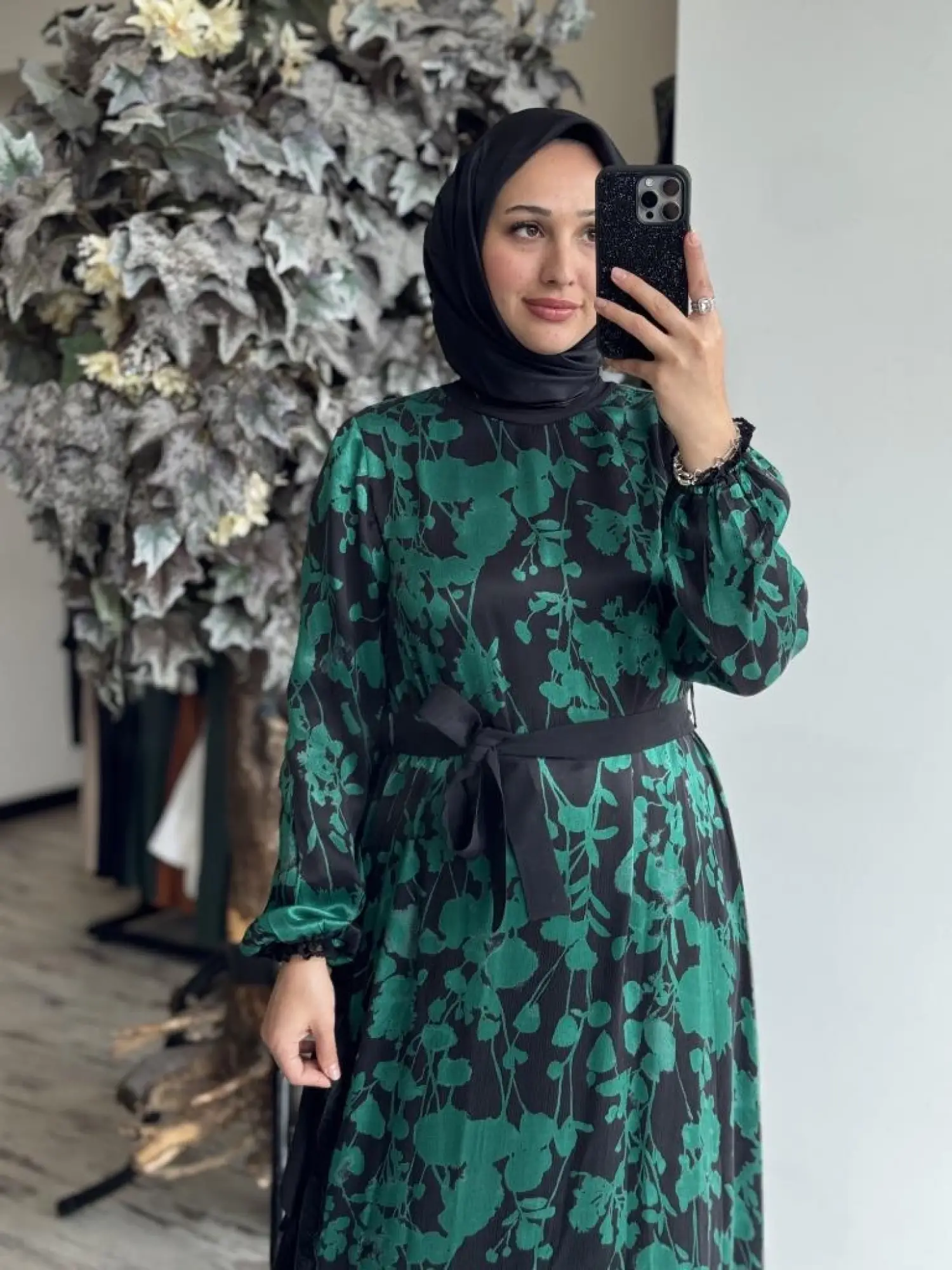 Misswhence Desenli Cupra İpek Elbise 37832