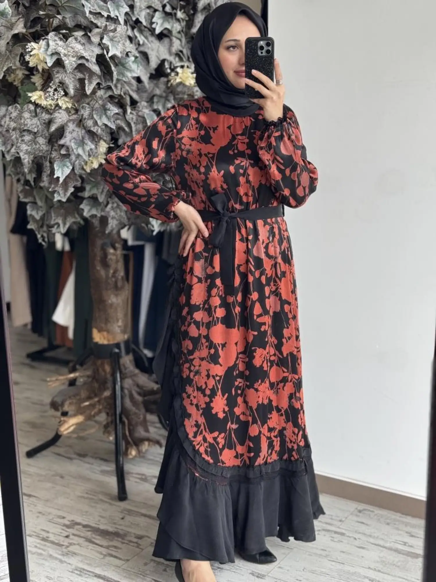 Misswhence Desenli Cupra İpek Elbise 37832