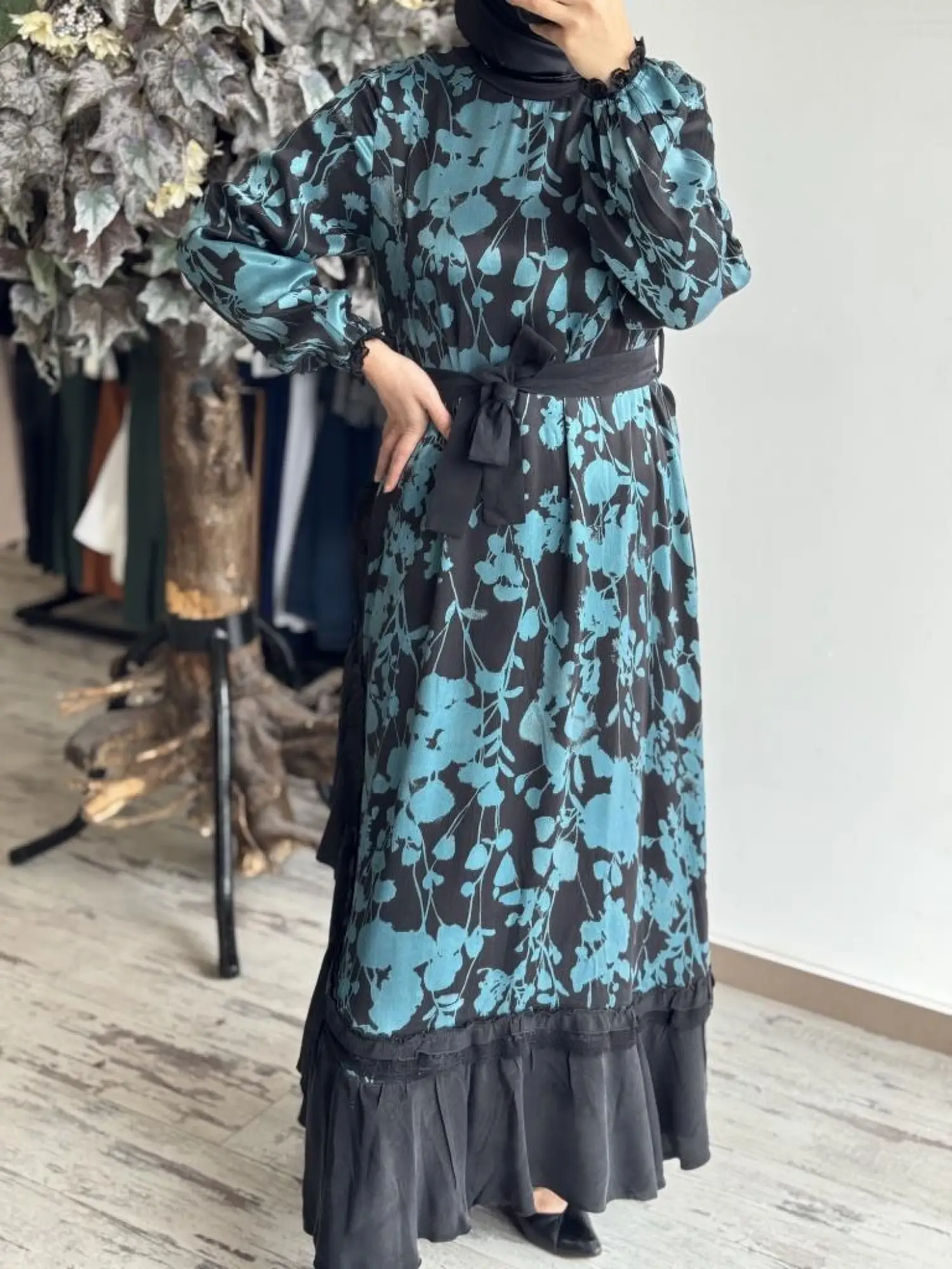 Misswhence Desenli Cupra İpek Elbise 37832