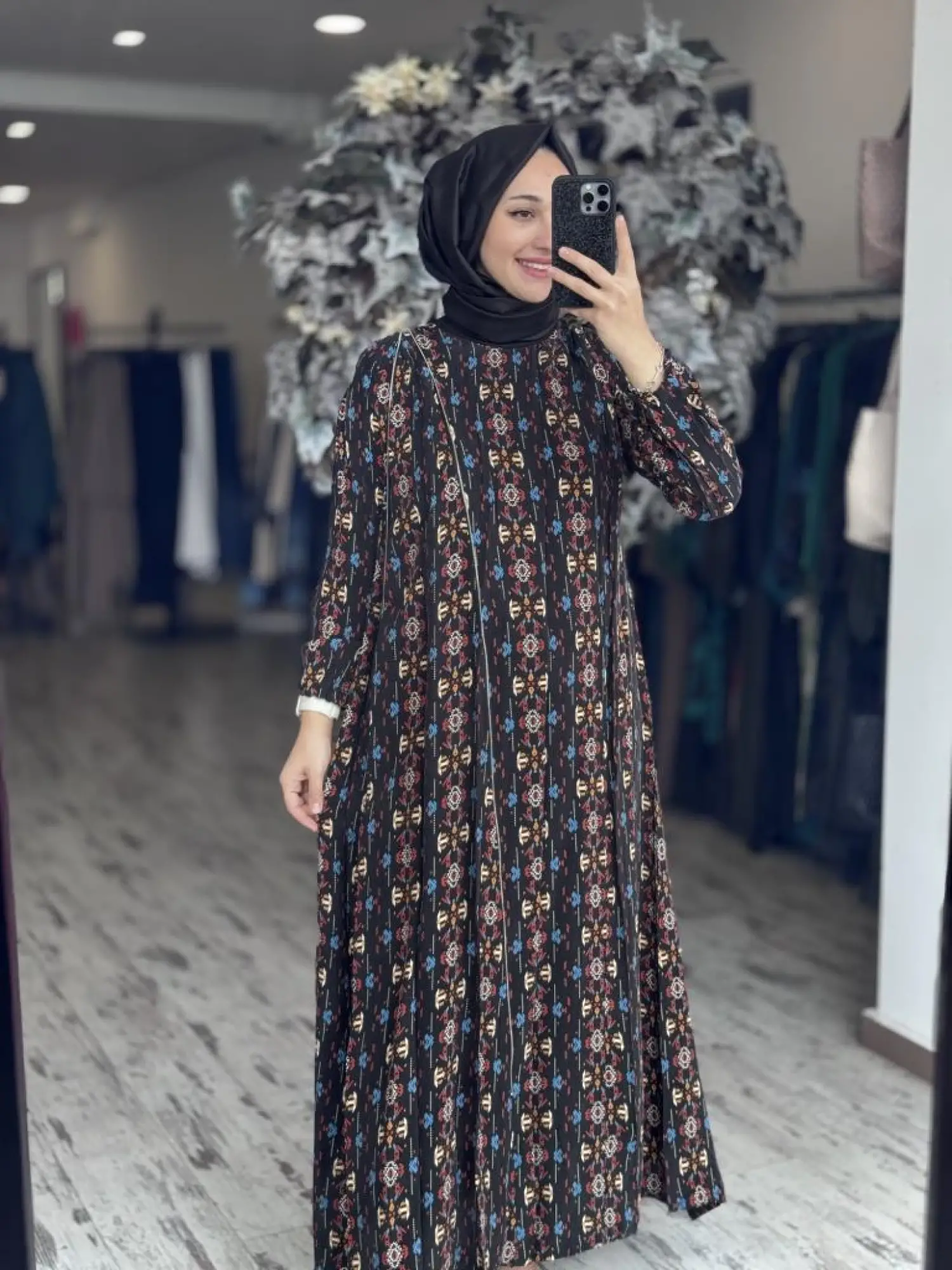 Misswhence Desenli Fermuarlı Cupra İpek Elbise 37830