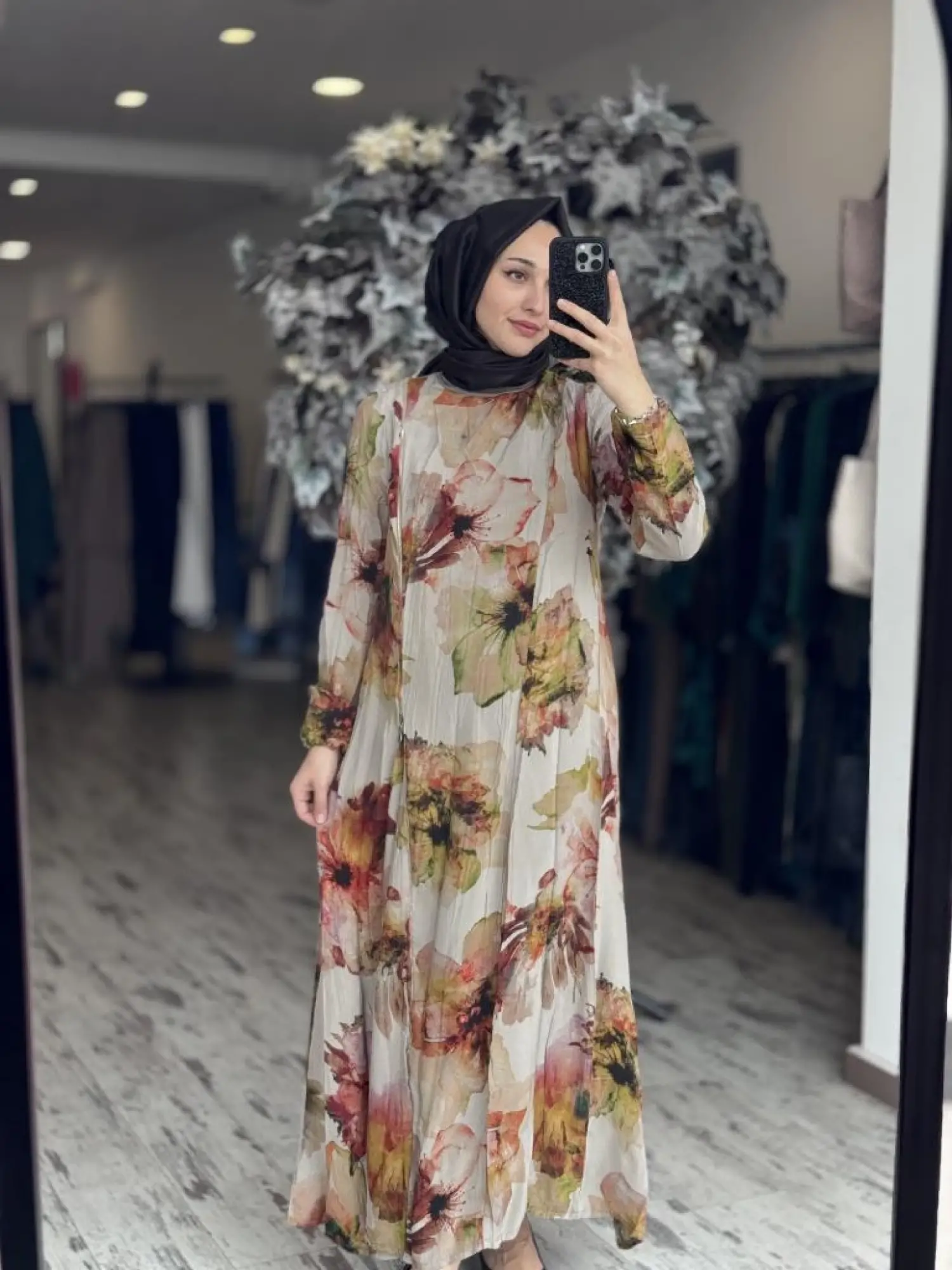 Misswhence Desenli Fermuarlı Cupra İpek Elbise 37830