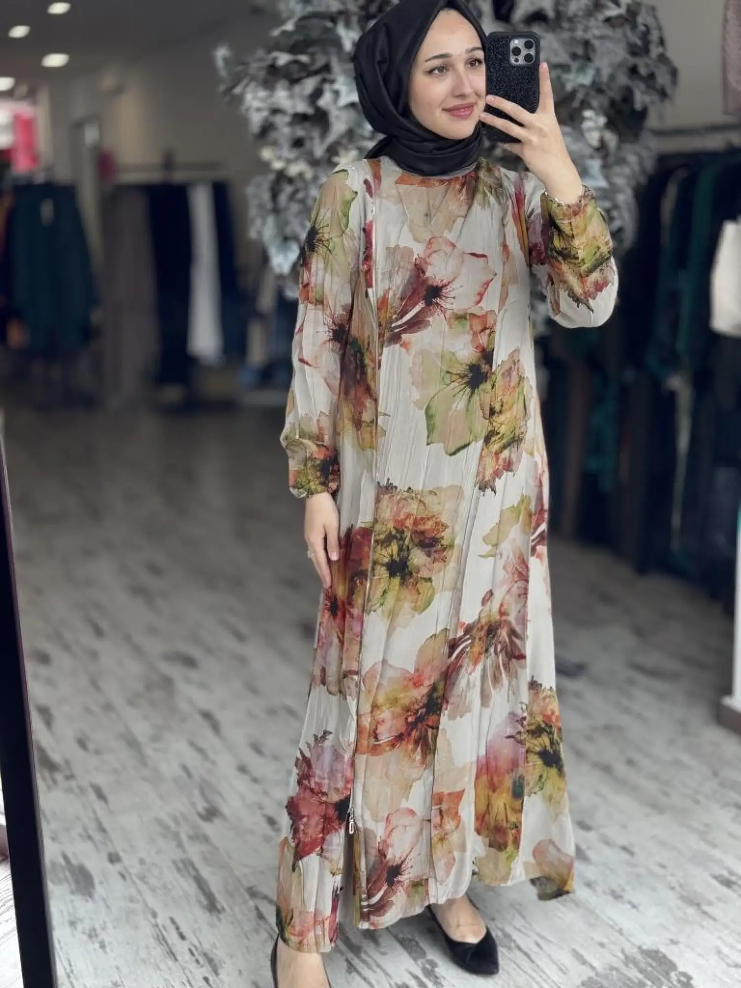 Misswhence Desenli Fermuarlı Cupra İpek Elbise 37830