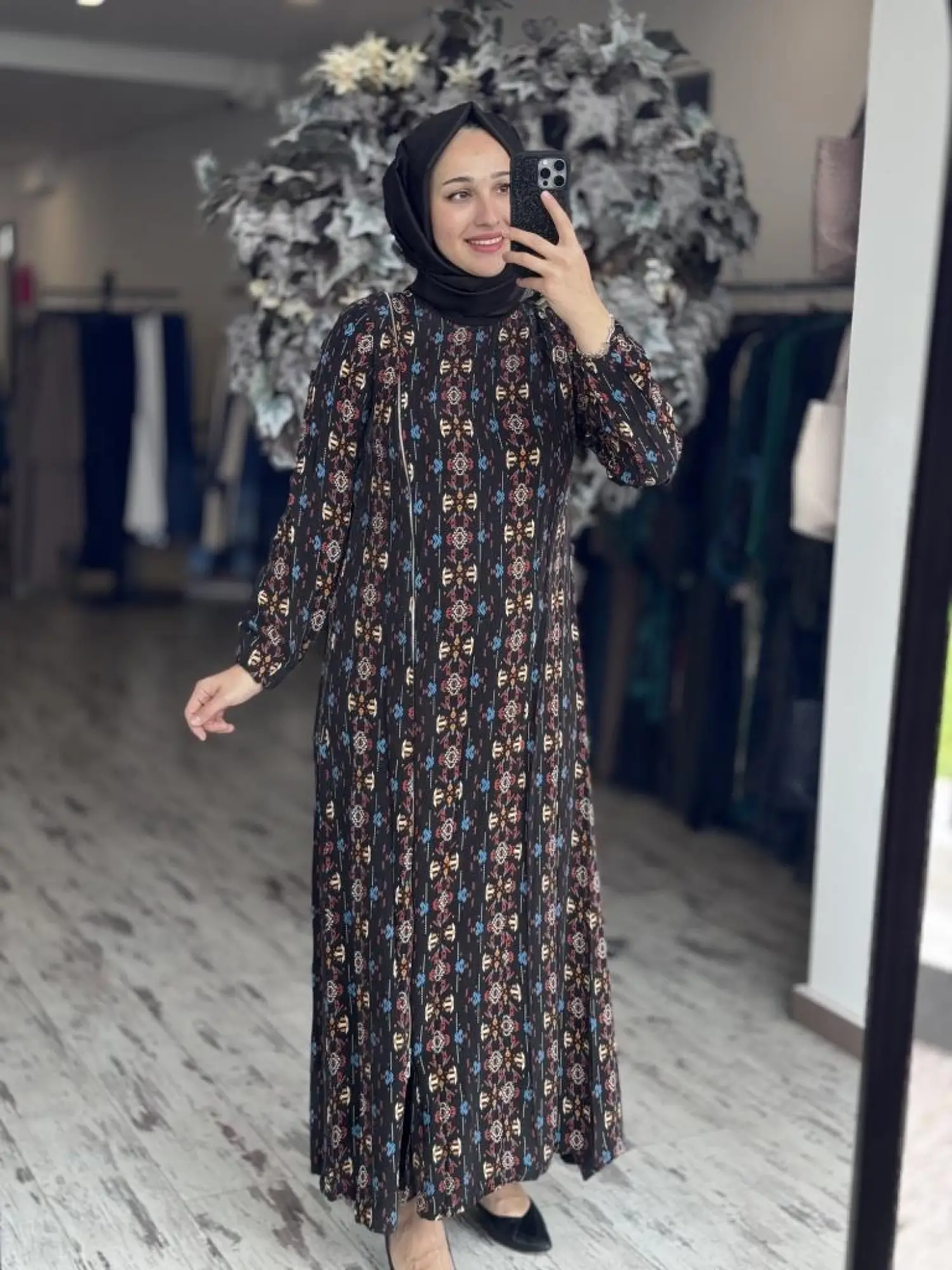 Misswhence Desenli Fermuarlı Cupra İpek Elbise 37830