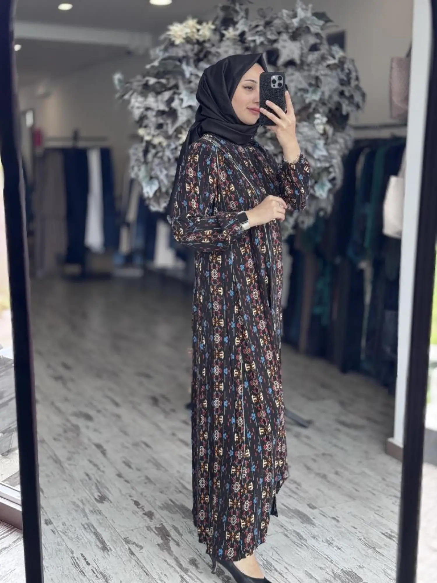 Misswhence Desenli Fermuarlı Cupra İpek Elbise 37830