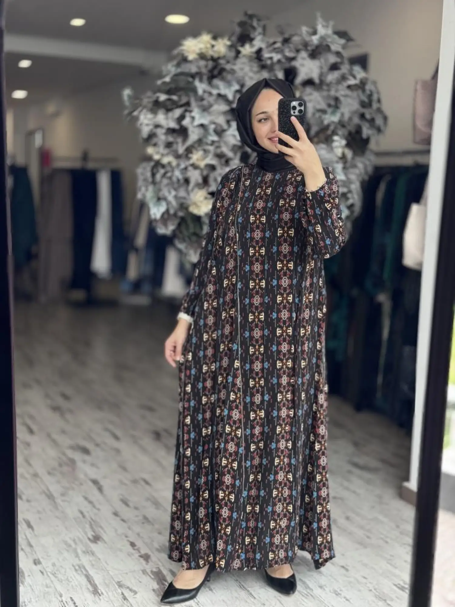 Misswhence Desenli Fermuarlı Cupra İpek Elbise 37830