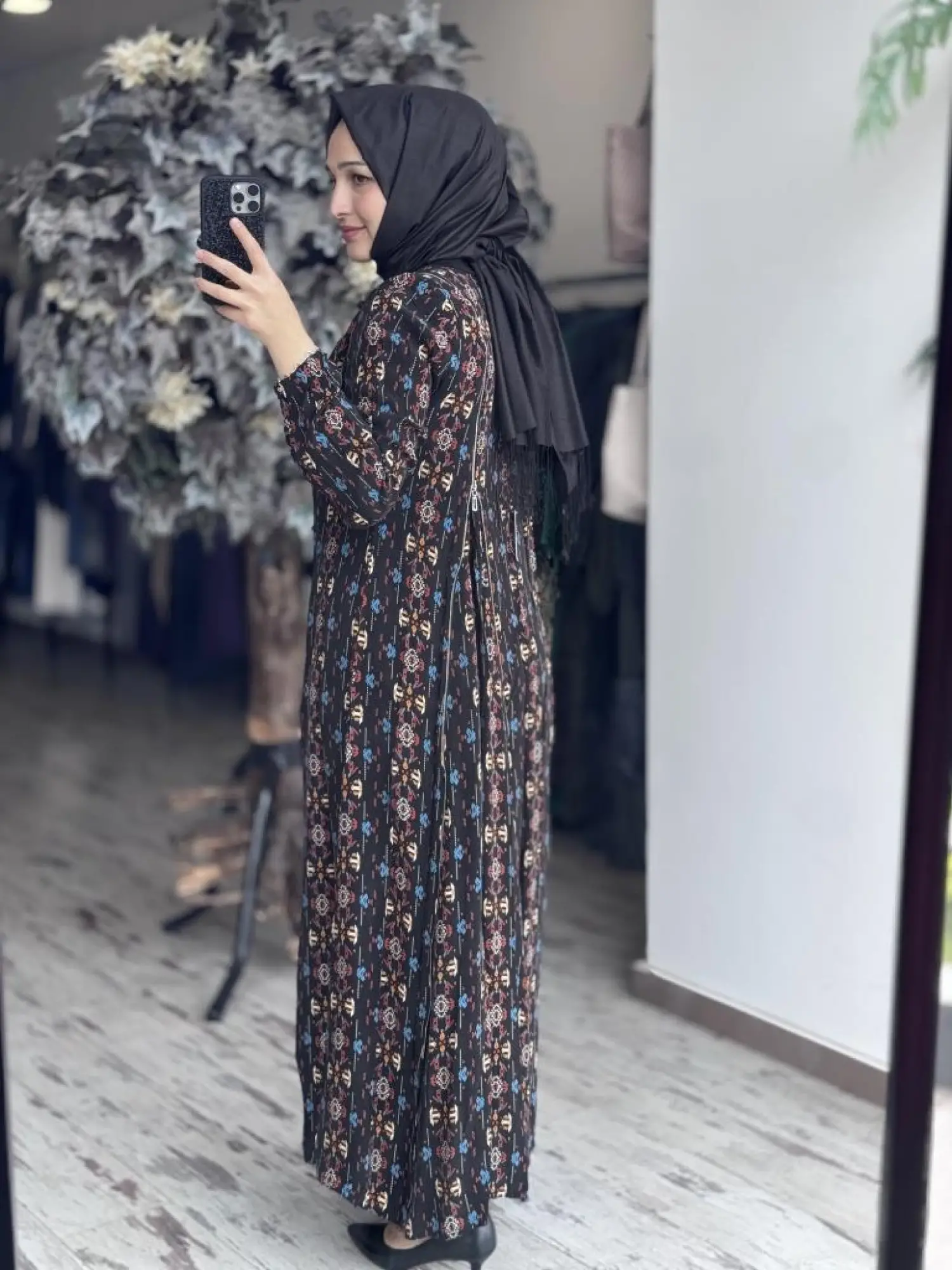 Misswhence Desenli Fermuarlı Cupra İpek Elbise 37830