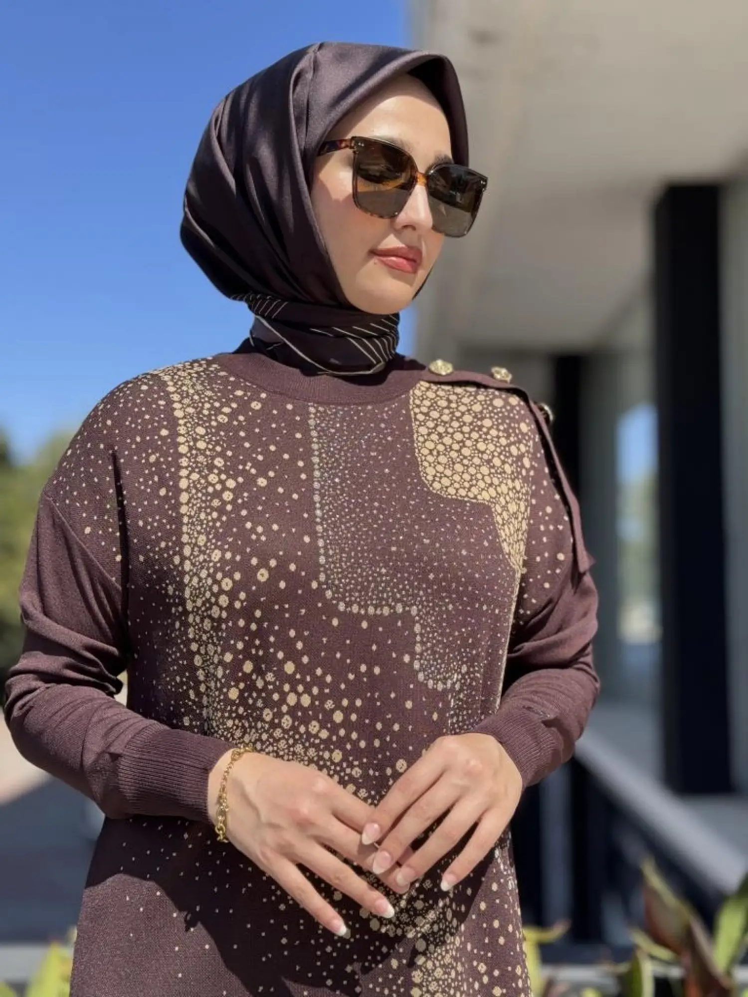 Misswhence Desenli Triko Elbise MİSS272