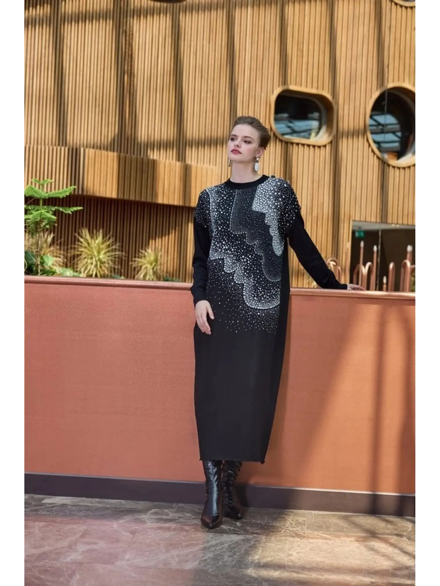 Misswhence Desenli Triko Elbise MİSS272