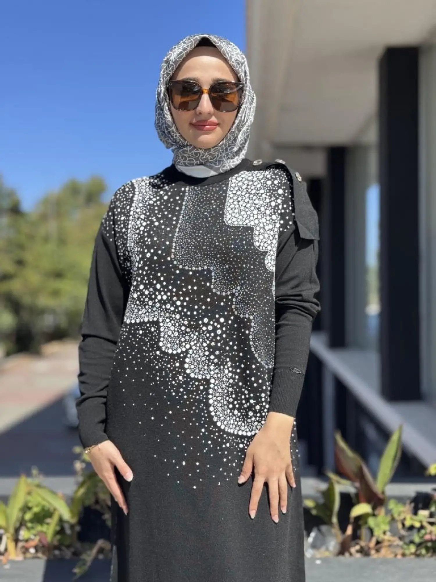 Misswhence Desenli Triko Elbise MİSS272