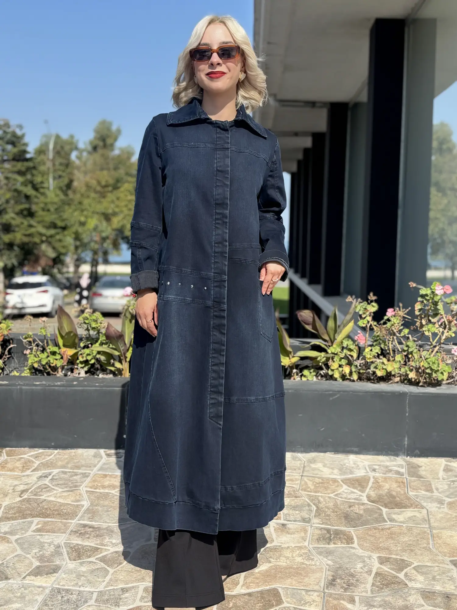 Misswhence Dikiş Detaylı Cepli Denim Pardesü 40501