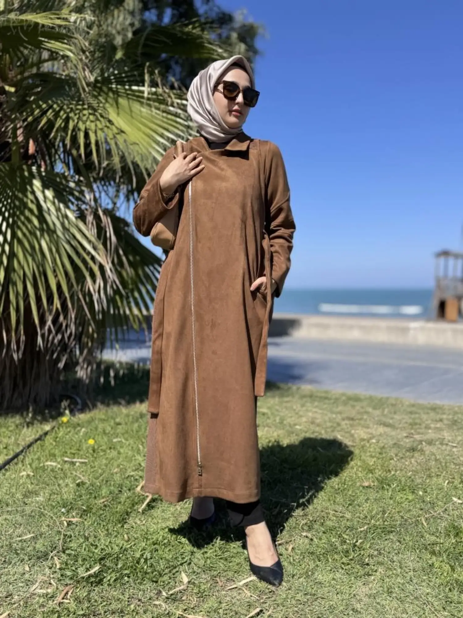 Misswhence Drape Detaylı Nubuk Pardesü 38502