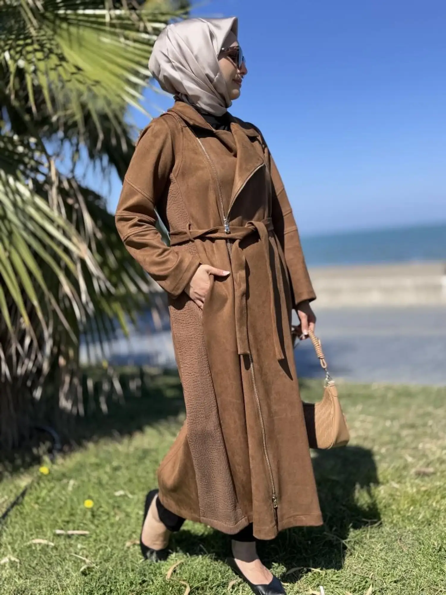 Misswhence Drape Detaylı Nubuk Pardesü 38502