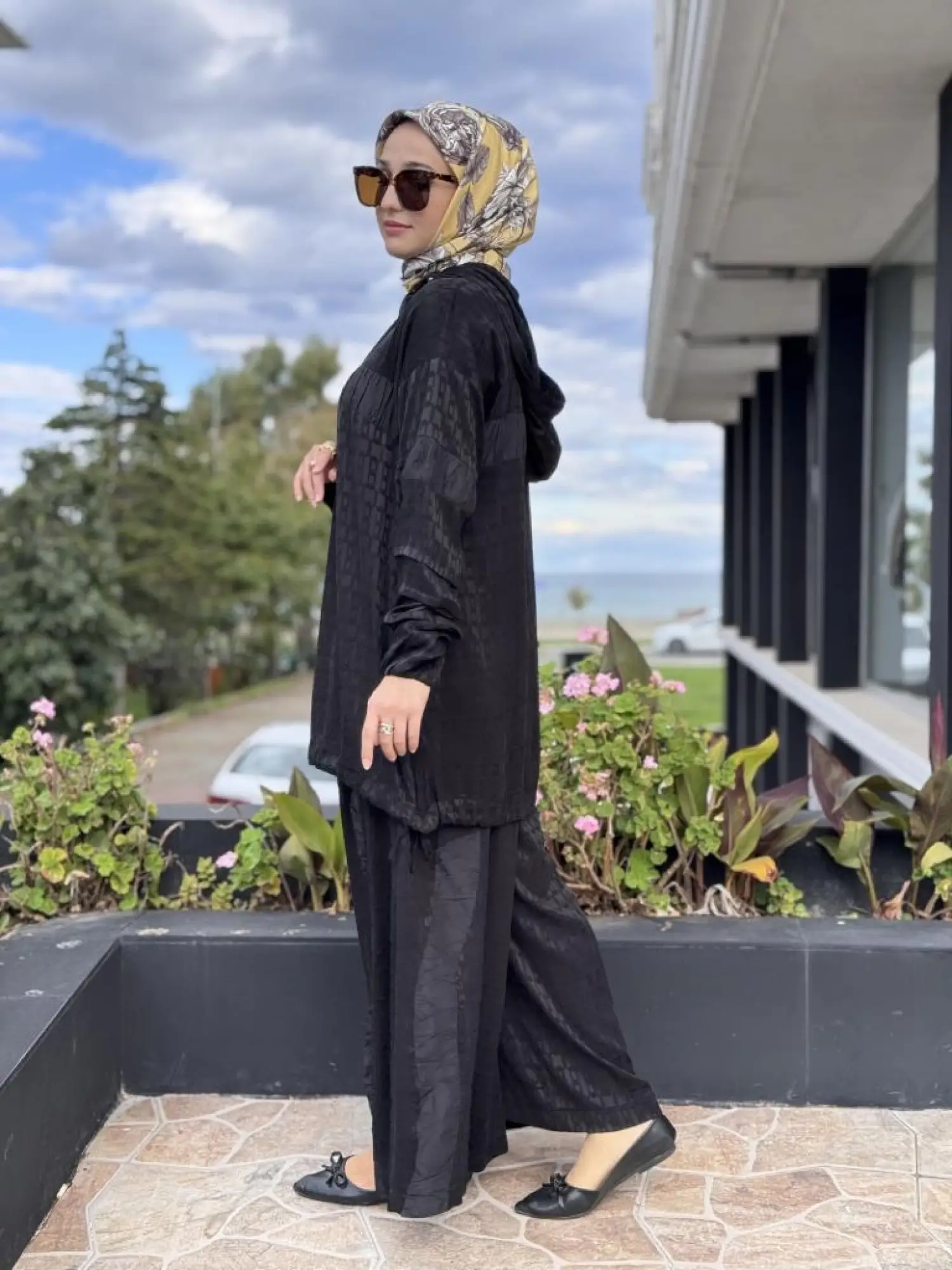 Misswhence Drape Teknik Kumaş Detaylı İpek Tunik Pantolon Takım 38034