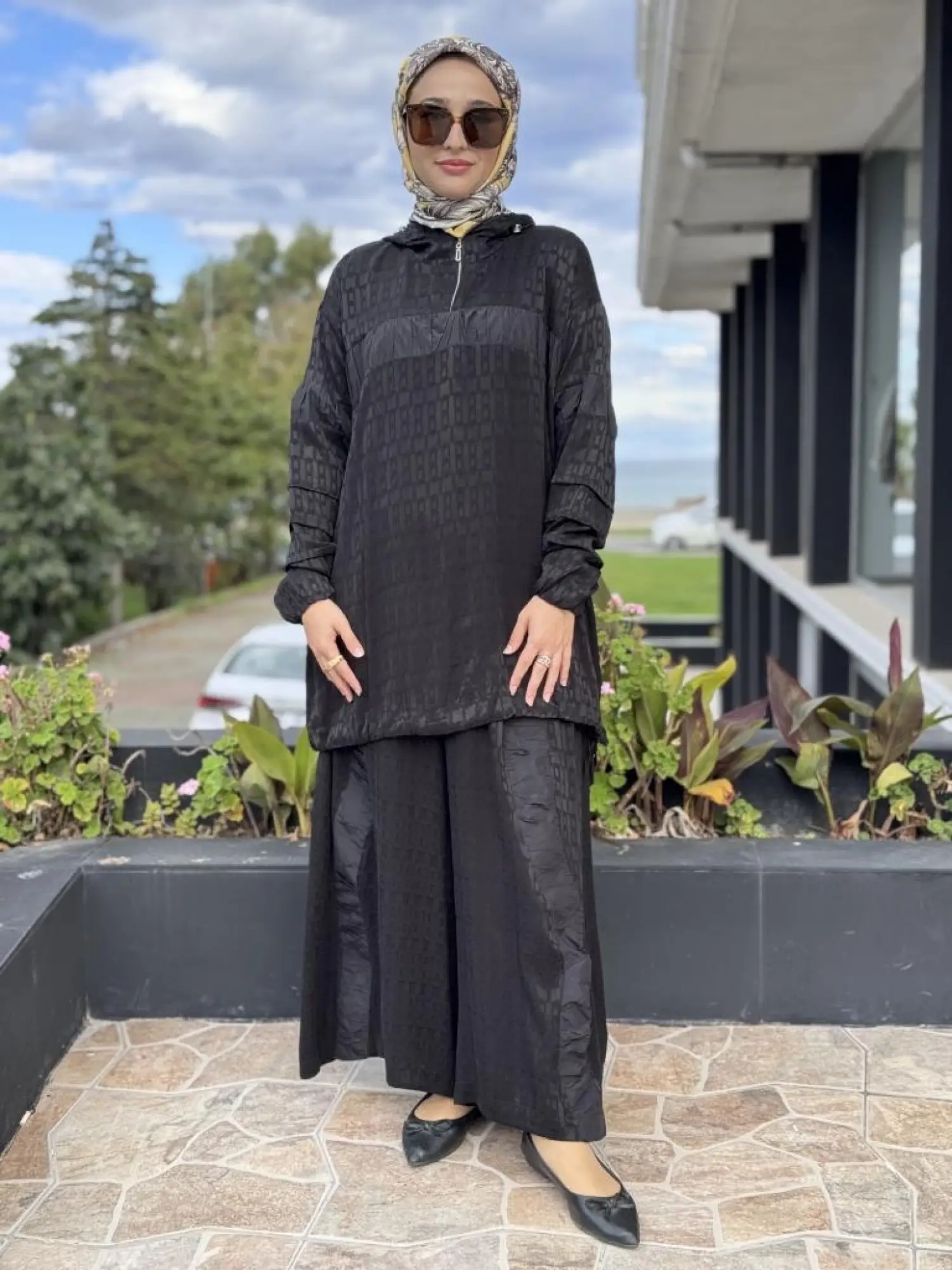 Misswhence Drape Teknik Kumaş Detaylı İpek Tunik Pantolon Takım 38034