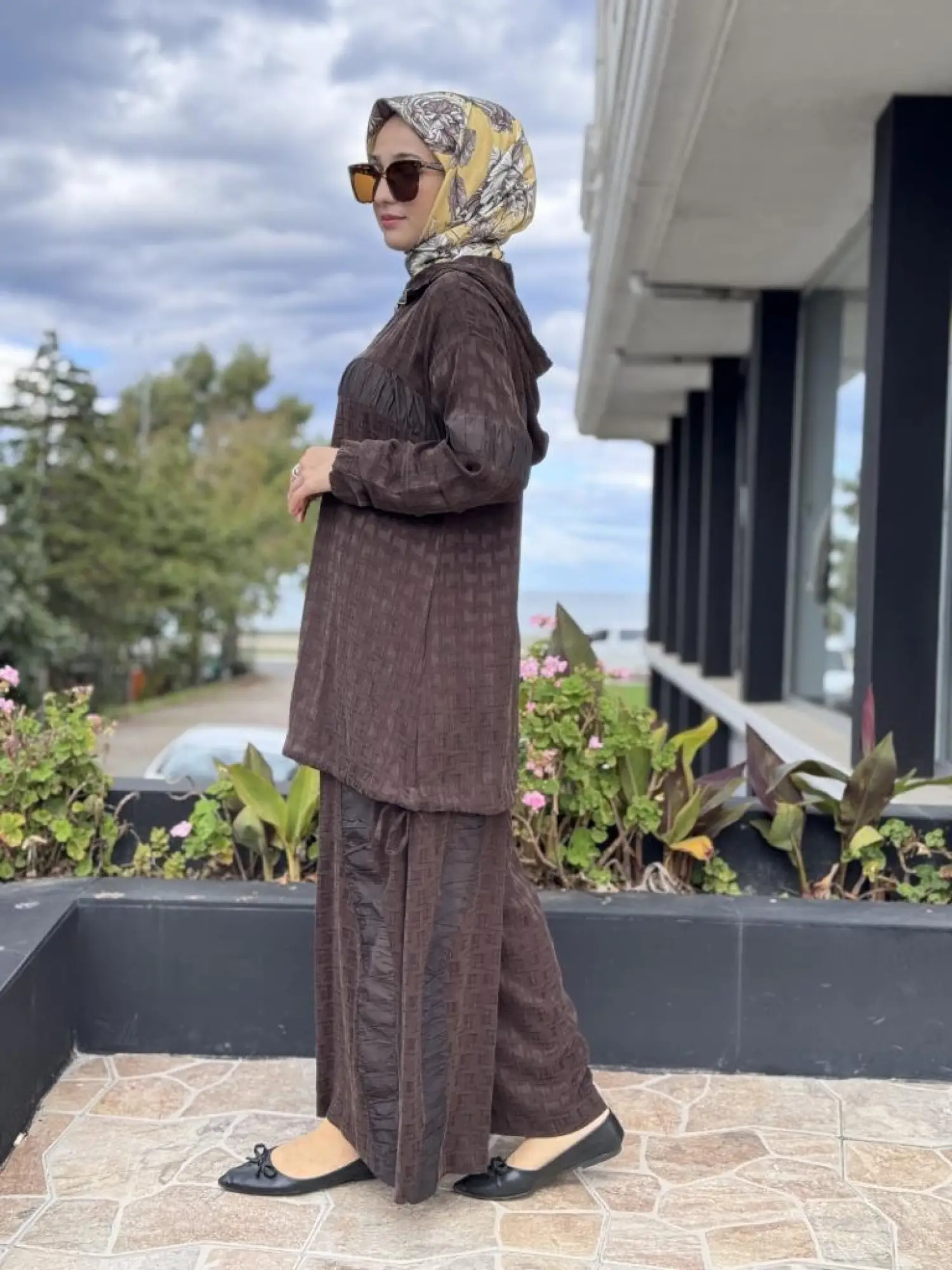 Misswhence Drape Teknik Kumaş Detaylı İpek Tunik Pantolon Takım 38034