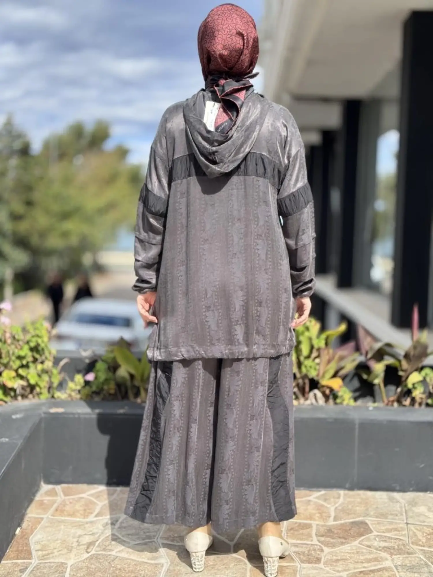 Misswhence Drape Teknik Kumaş Detaylı İpek Tunik Pantolon Takım 38034