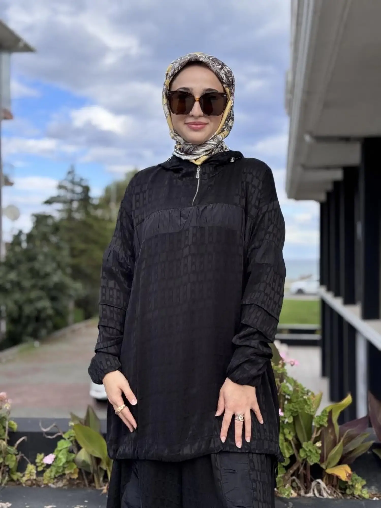 Misswhence Drape Teknik Kumaş Detaylı İpek Tunik Pantolon Takım 38034