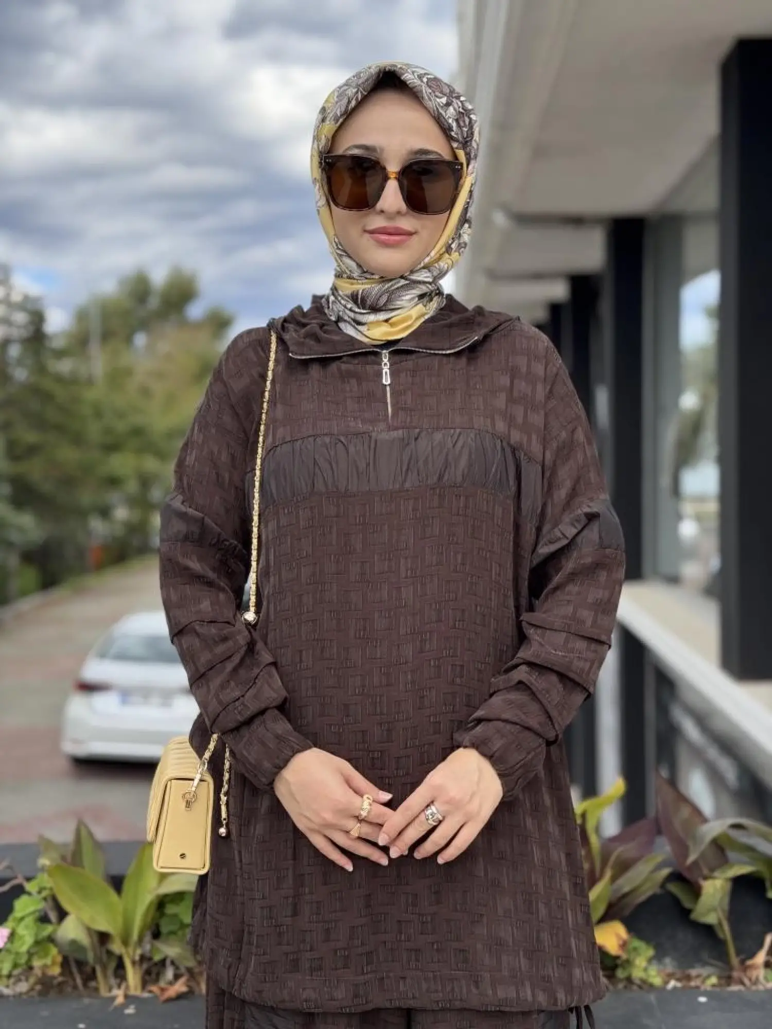 Misswhence Drape Teknik Kumaş Detaylı İpek Tunik Pantolon Takım 38034